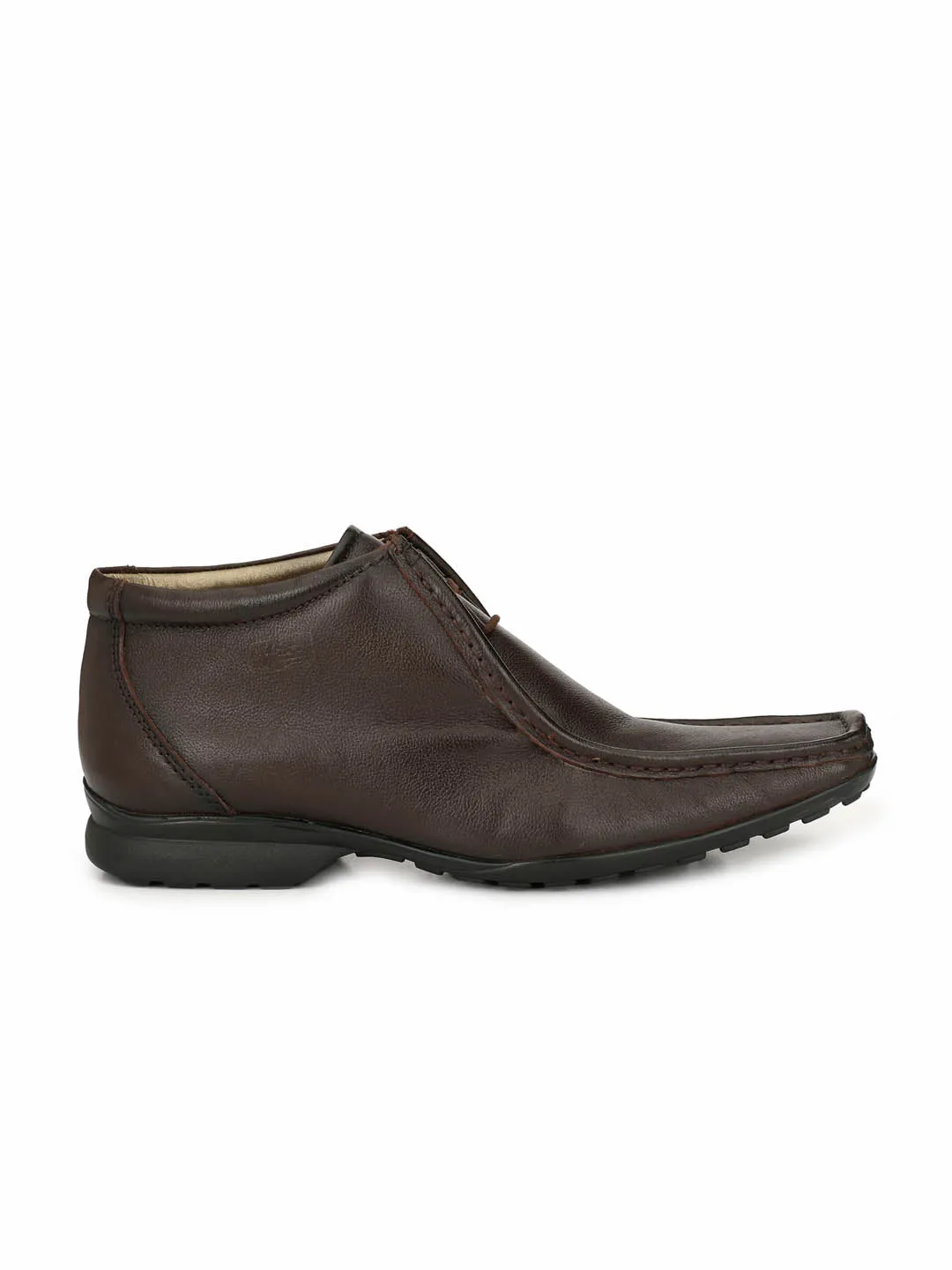 Hitz Men's Brown Leather Lace up Ankle Boot Shoes