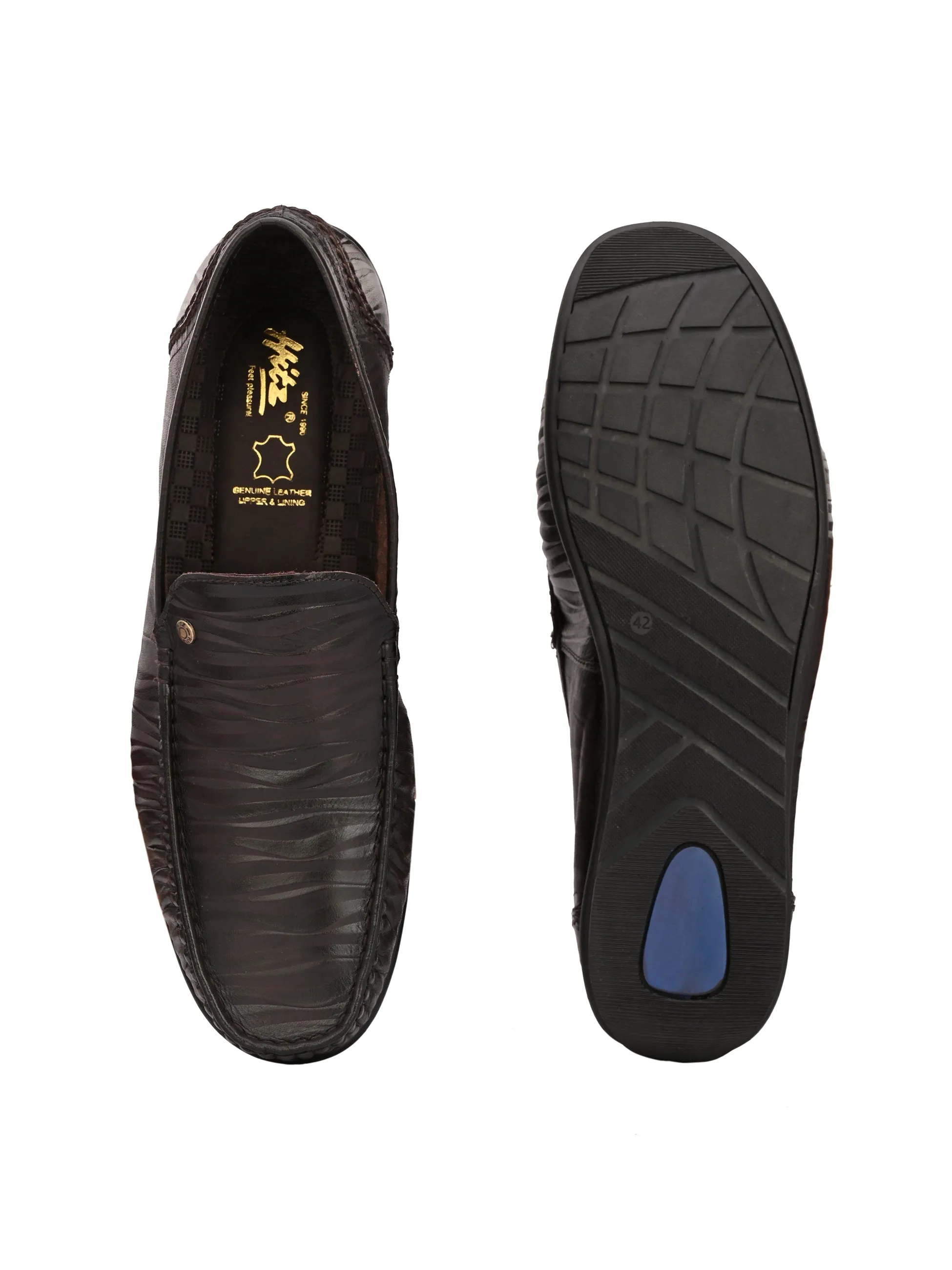 Hitz Men's Brown Leather Slip-On Loafer Shoes