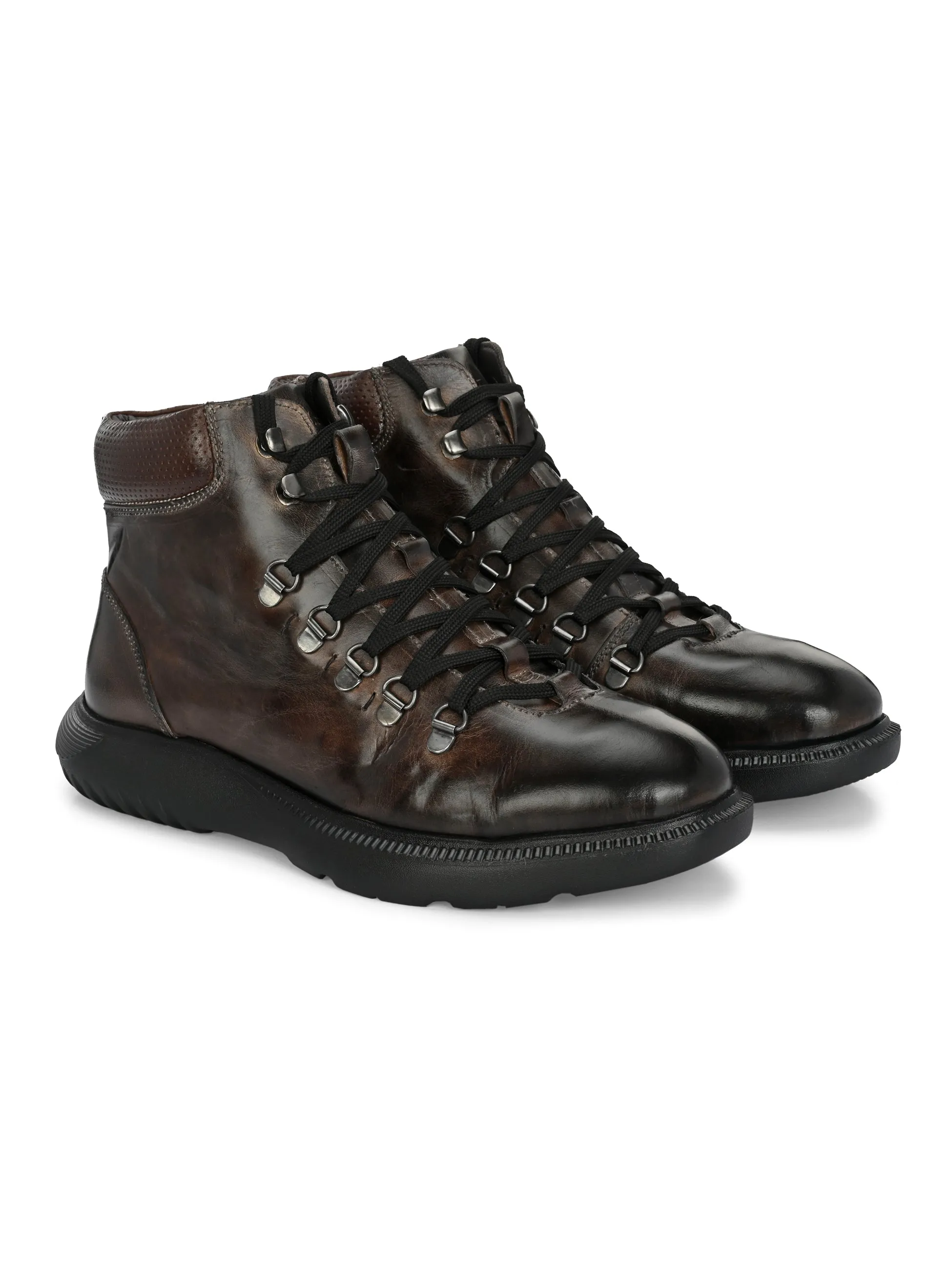 Hitz Men's Coco Leather Casual Lace Up Boots