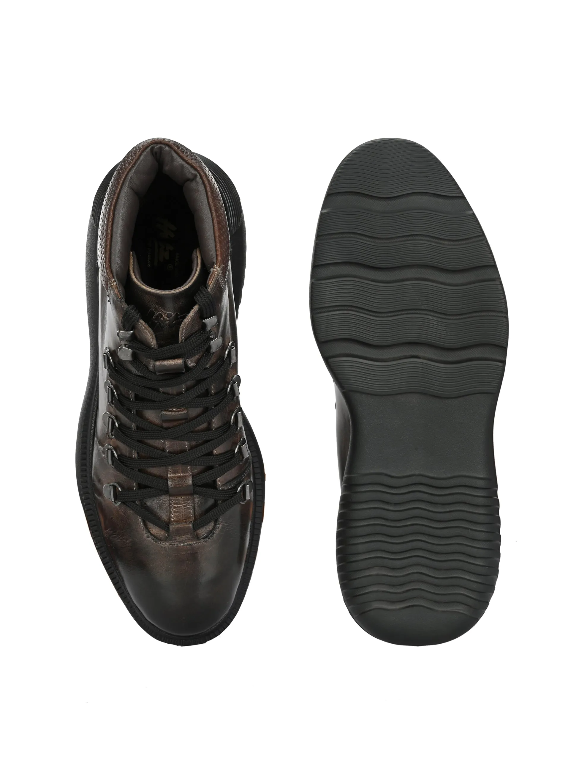 Hitz Men's Coco Leather Casual Lace Up Boots