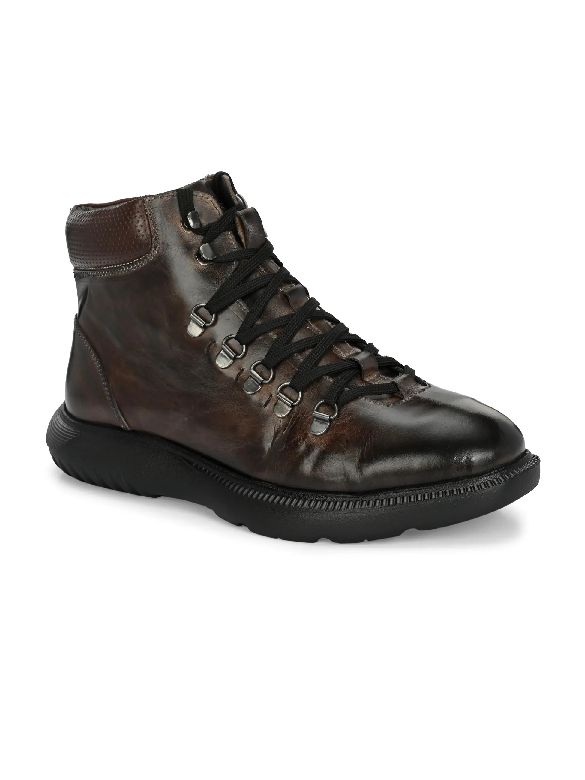 Hitz Men's Coco Leather Casual Lace Up Boots