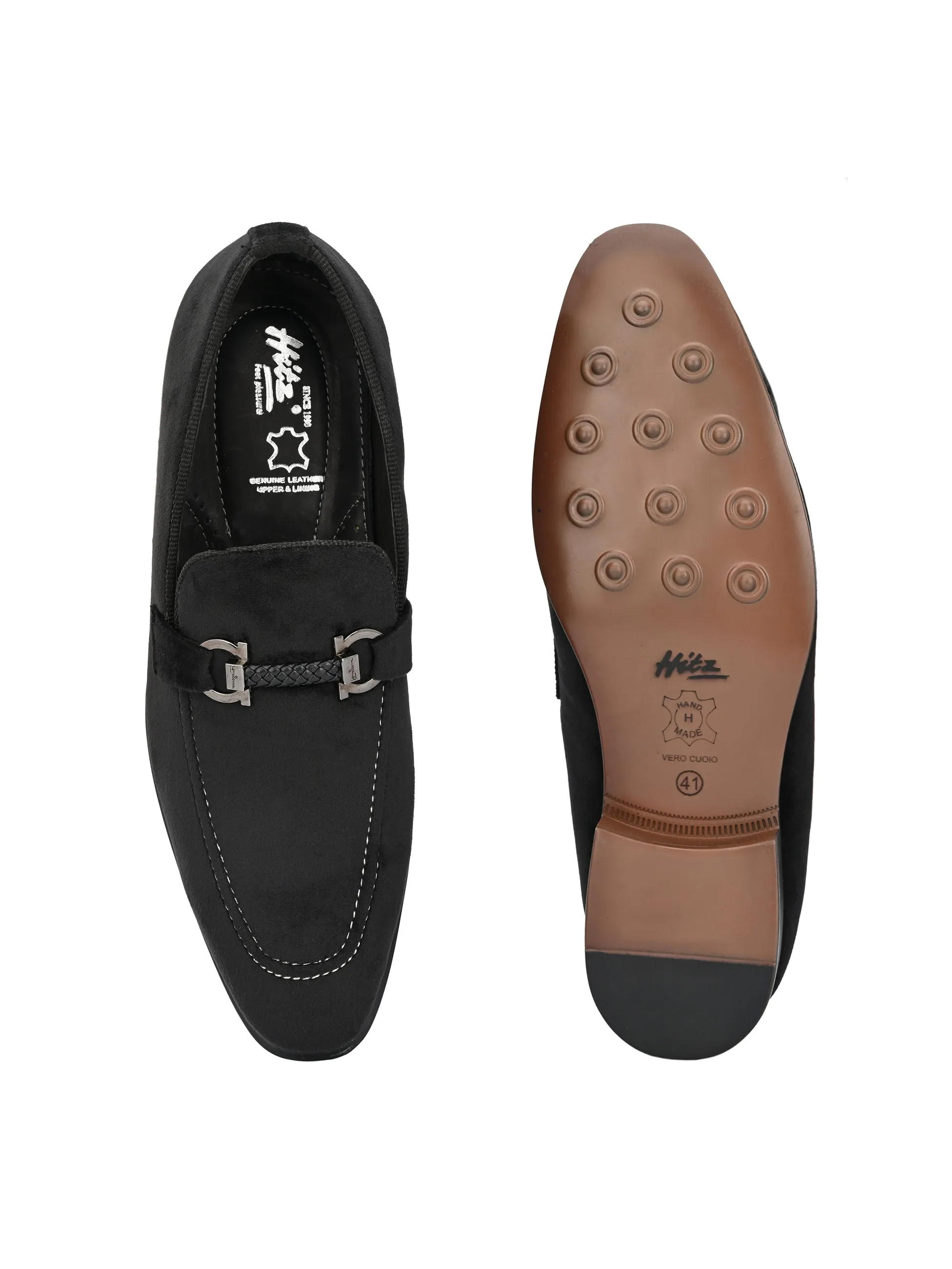 Hitz Men's Leather Slip On Ethnic Shoes