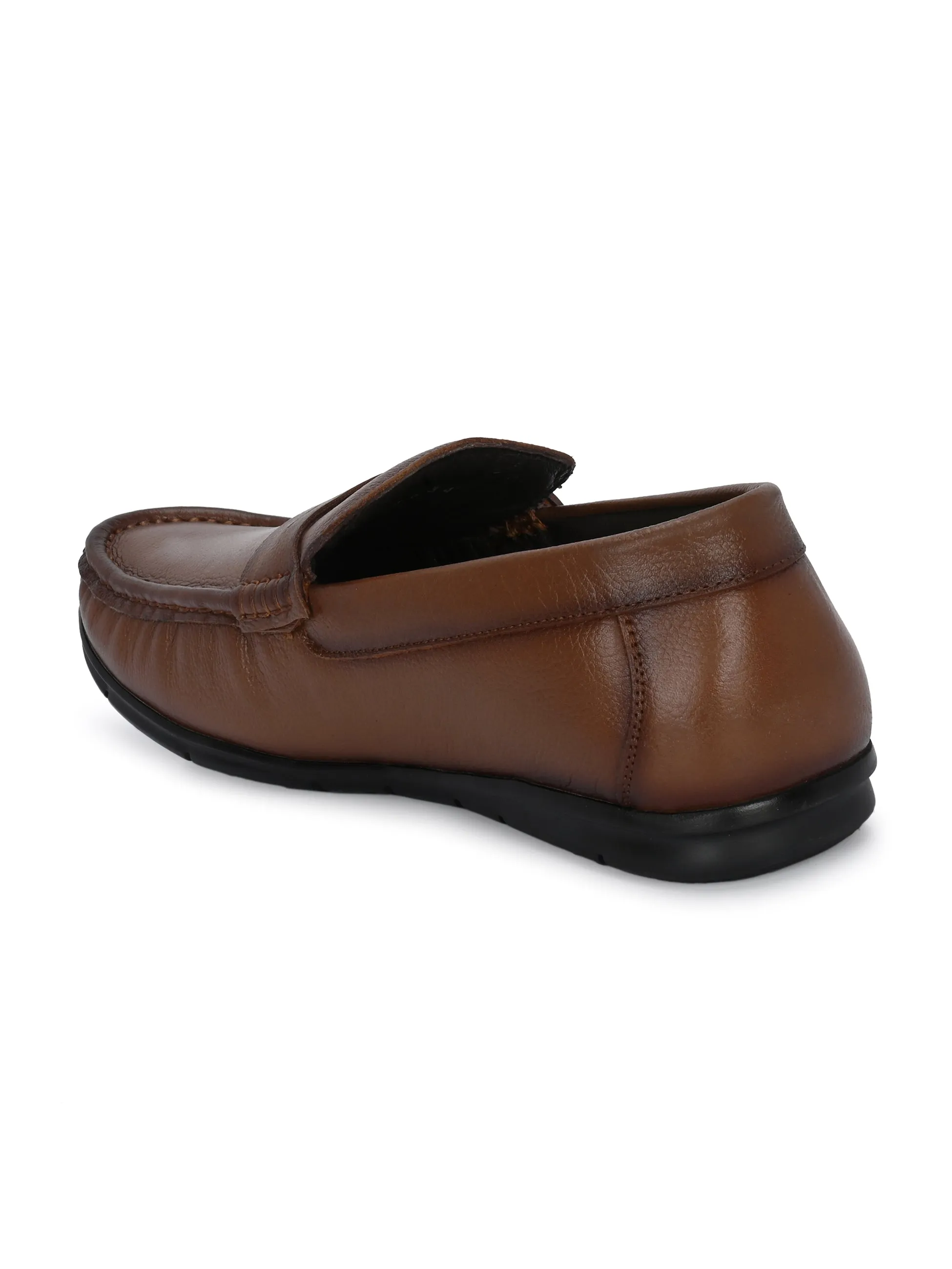 Hitz Men's Tan Leather Casual loafers
