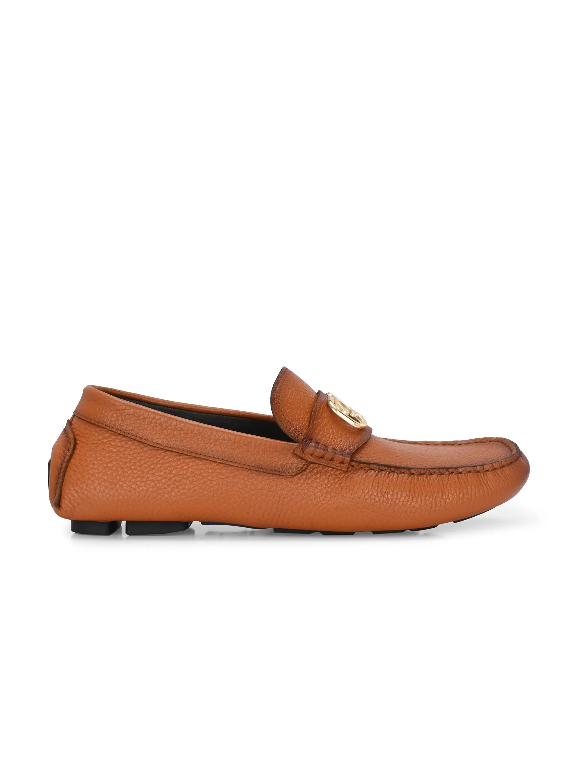 Hitz Men's Tan Leather Casual Loafers