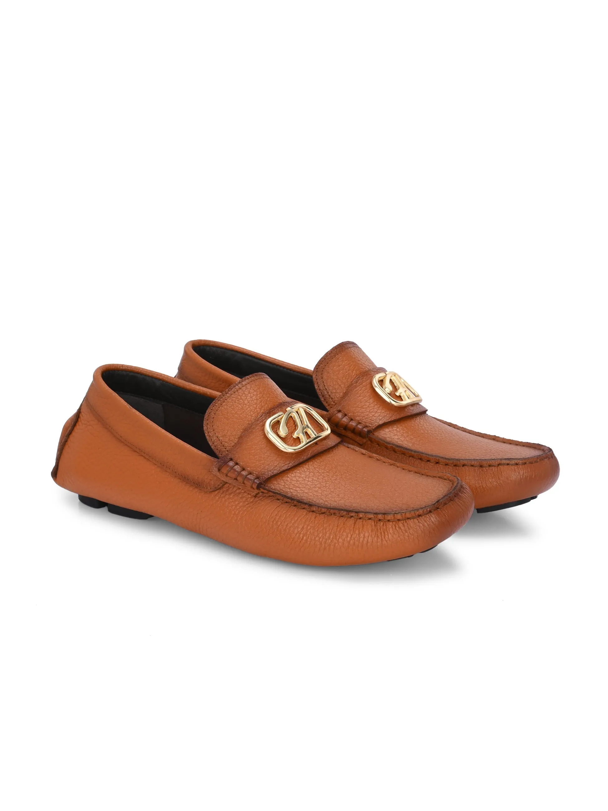 Hitz Men's Tan Leather Casual Loafers