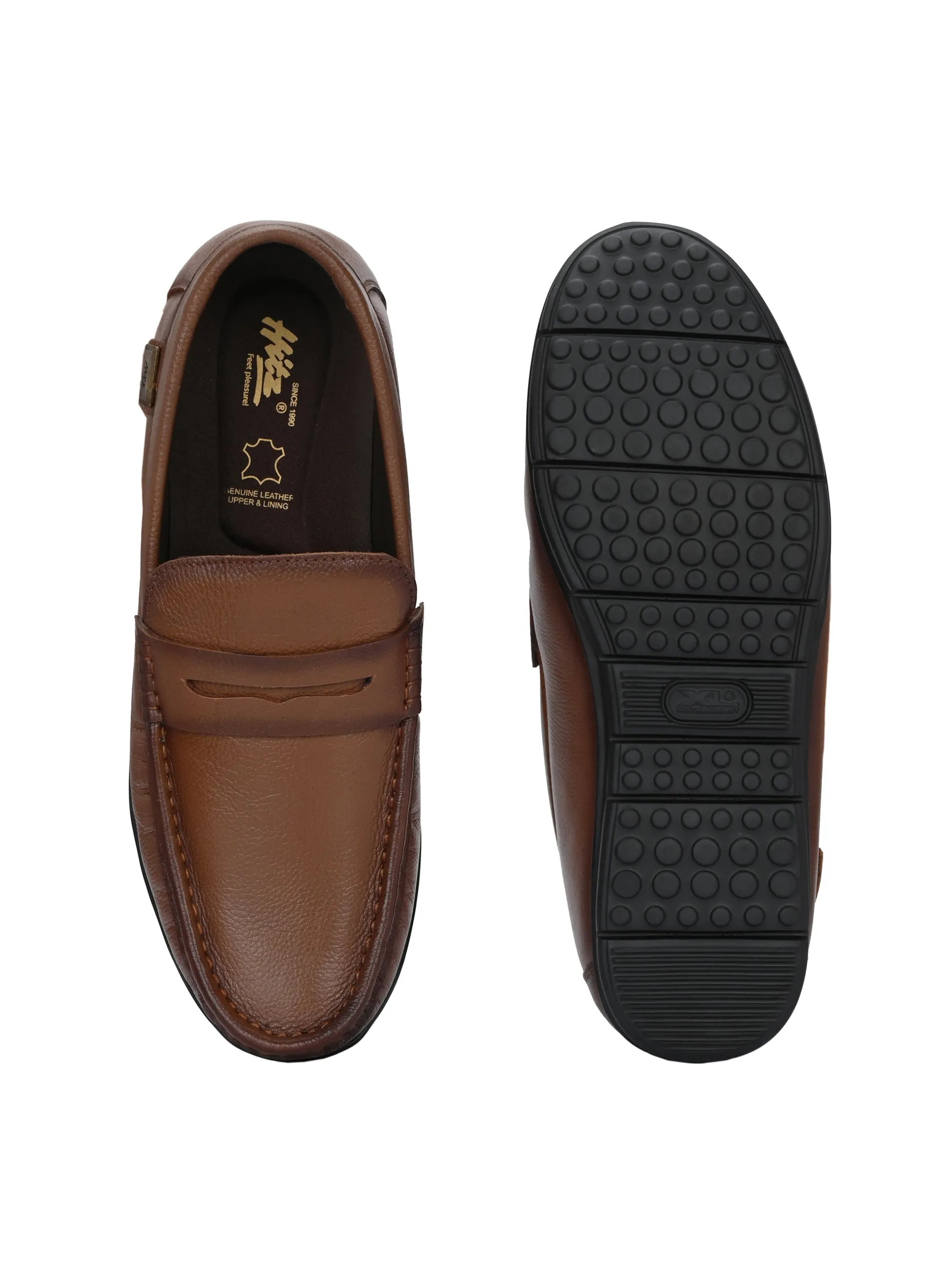 Hitz Men's Tan Leather Casual loafers