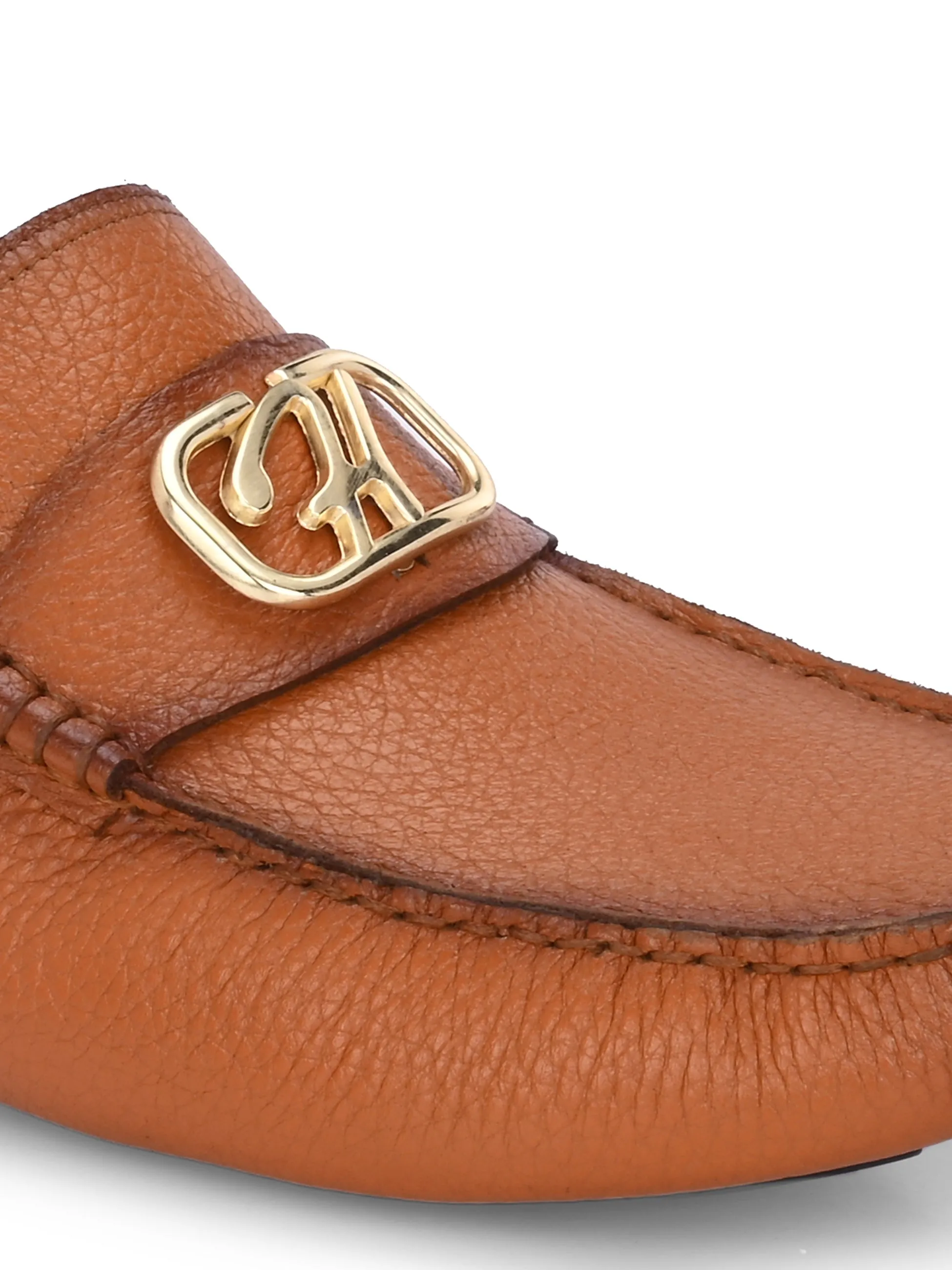 Hitz Men's Tan Leather Casual Loafers