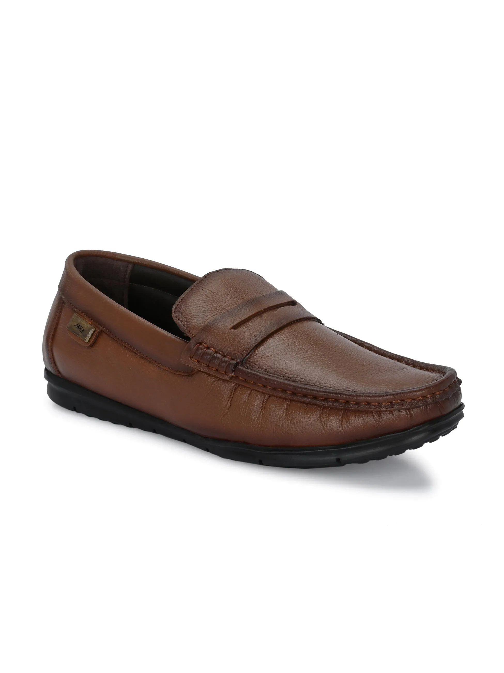 Hitz Men's Tan Leather Casual loafers