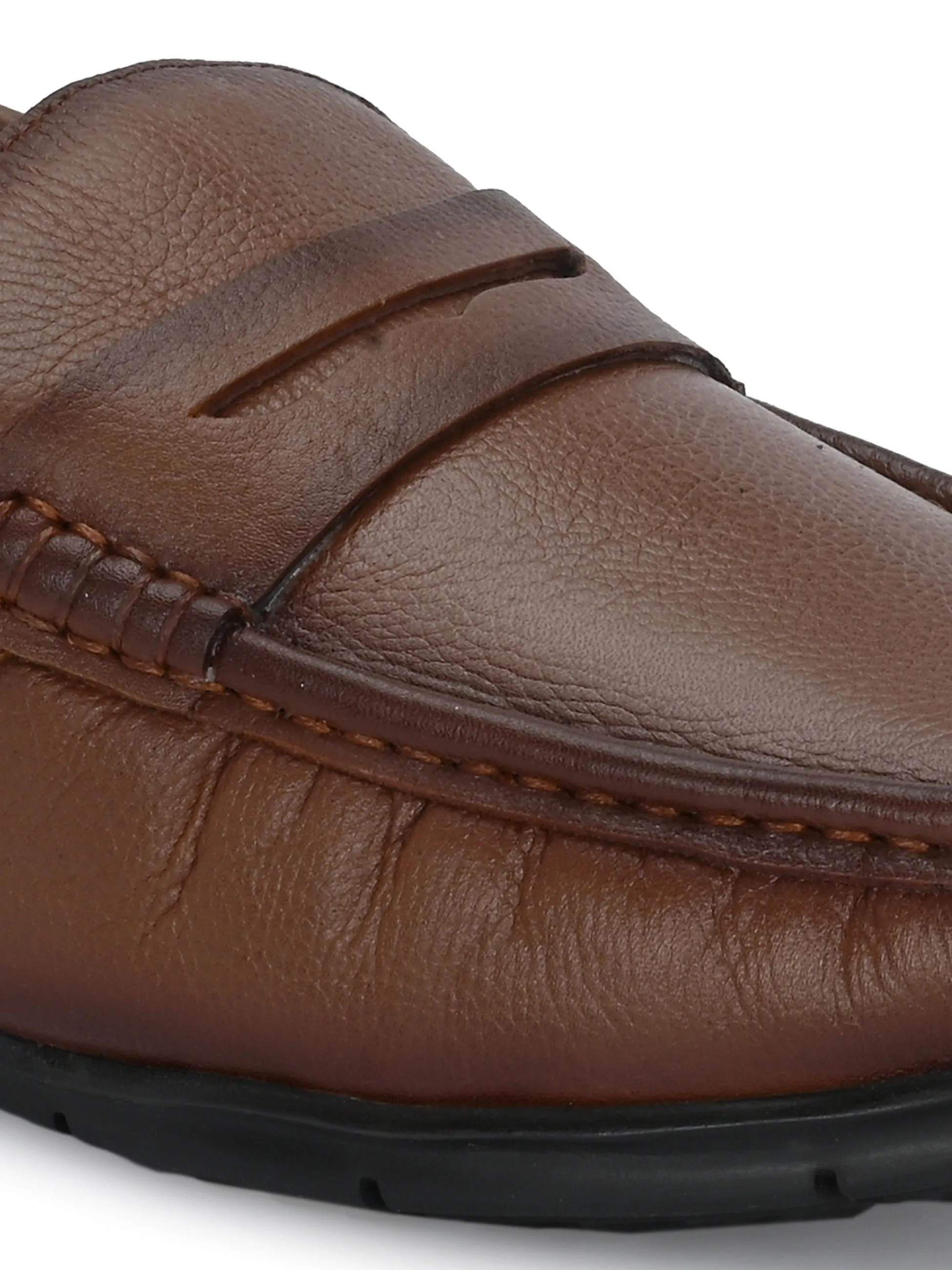 Hitz Men's Tan Leather Casual loafers