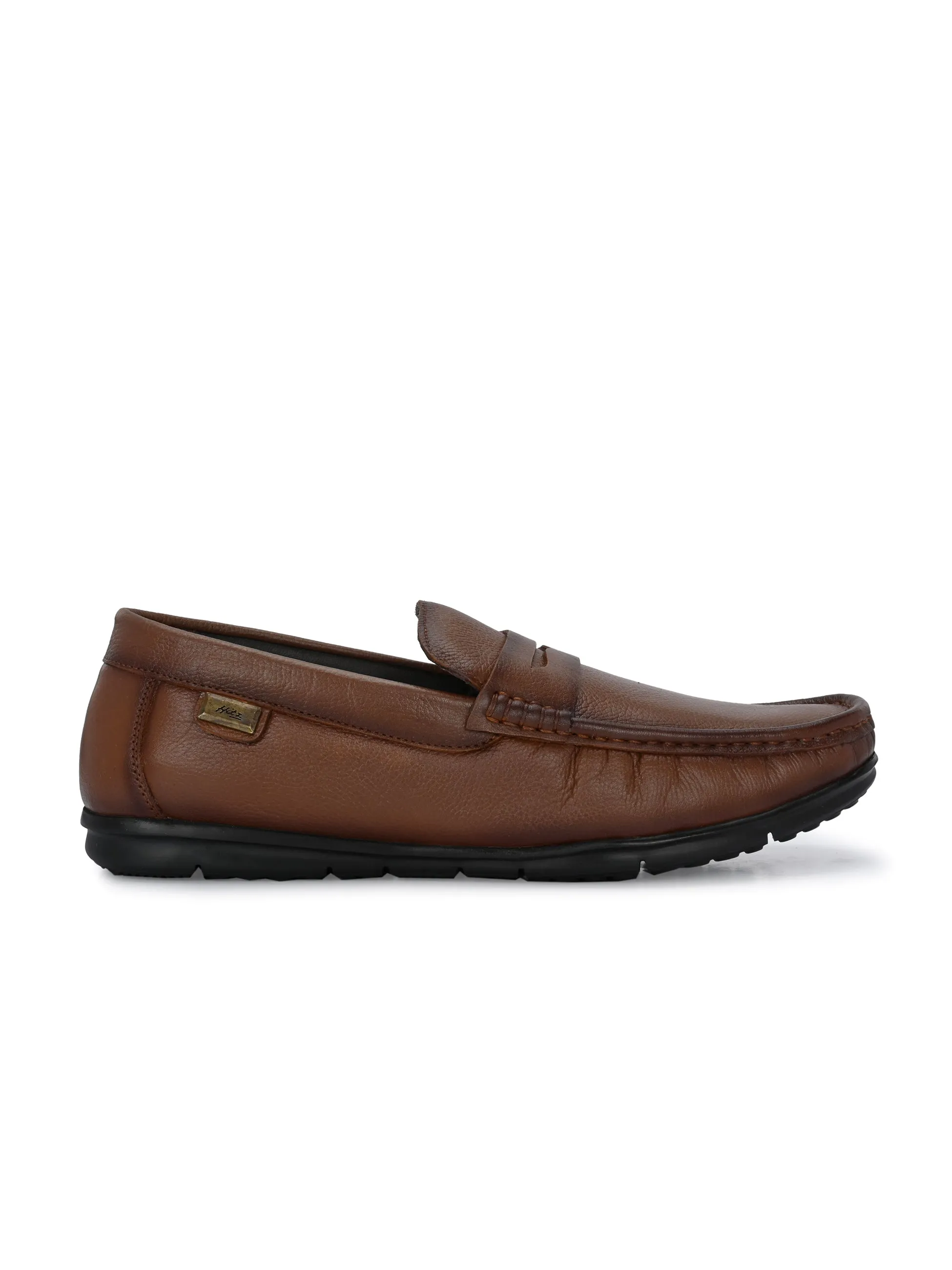 Hitz Men's Tan Leather Casual loafers