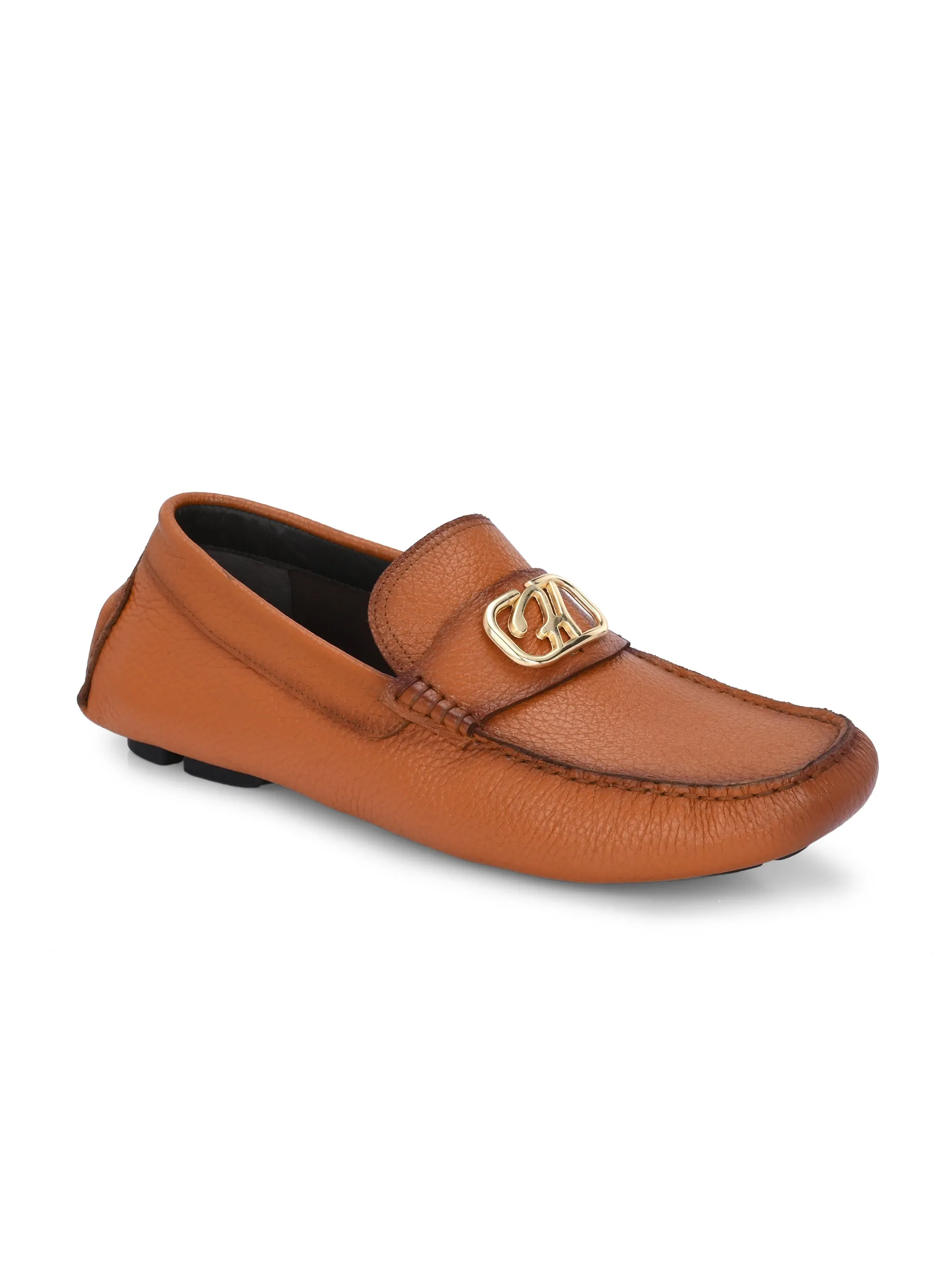 Hitz Men's Tan Leather Casual Loafers