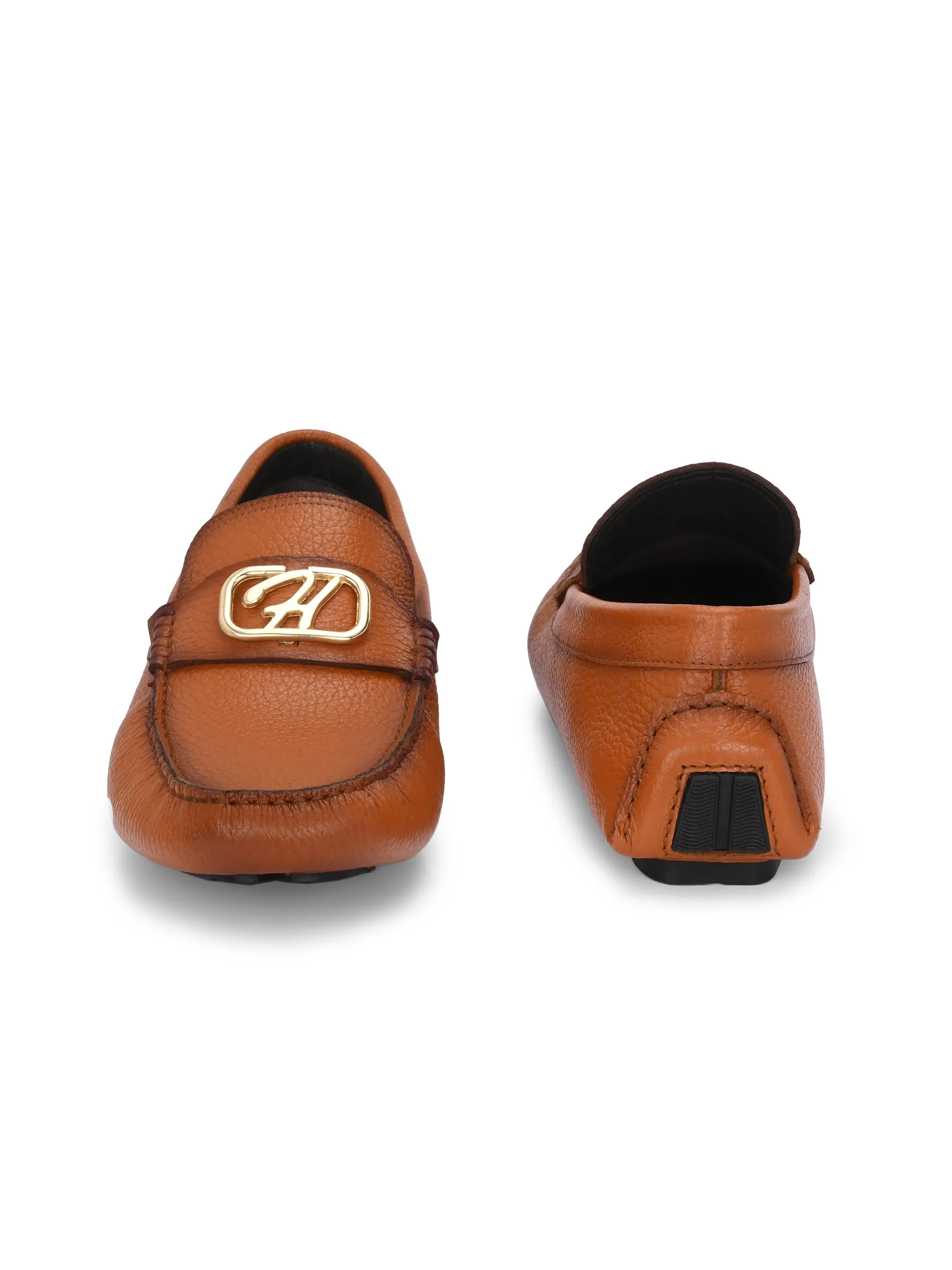 Hitz Men's Tan Leather Casual Loafers