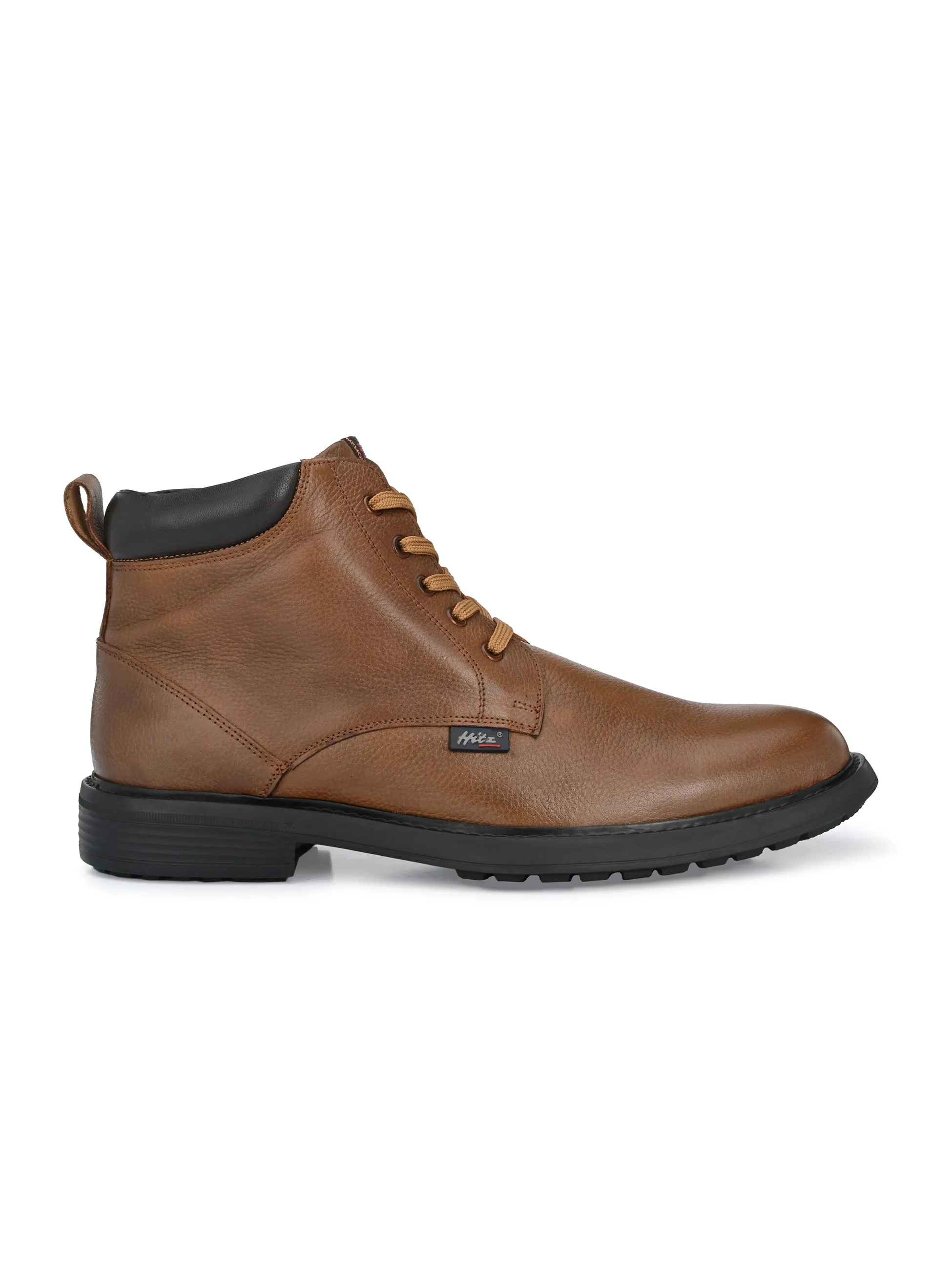 Hitz Men's Tan Leather Derby Boots