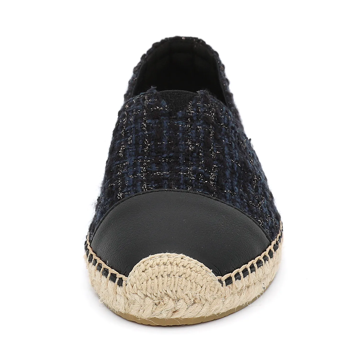 JOY&MARIO Handmade Women’s Slip-On Espadrille Tweed Loafers Flats in Navy-A01962W