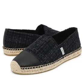 JOY&MARIO Handmade Women’s Slip-On Espadrille Tweed Loafers Flats in Navy-A01962W
