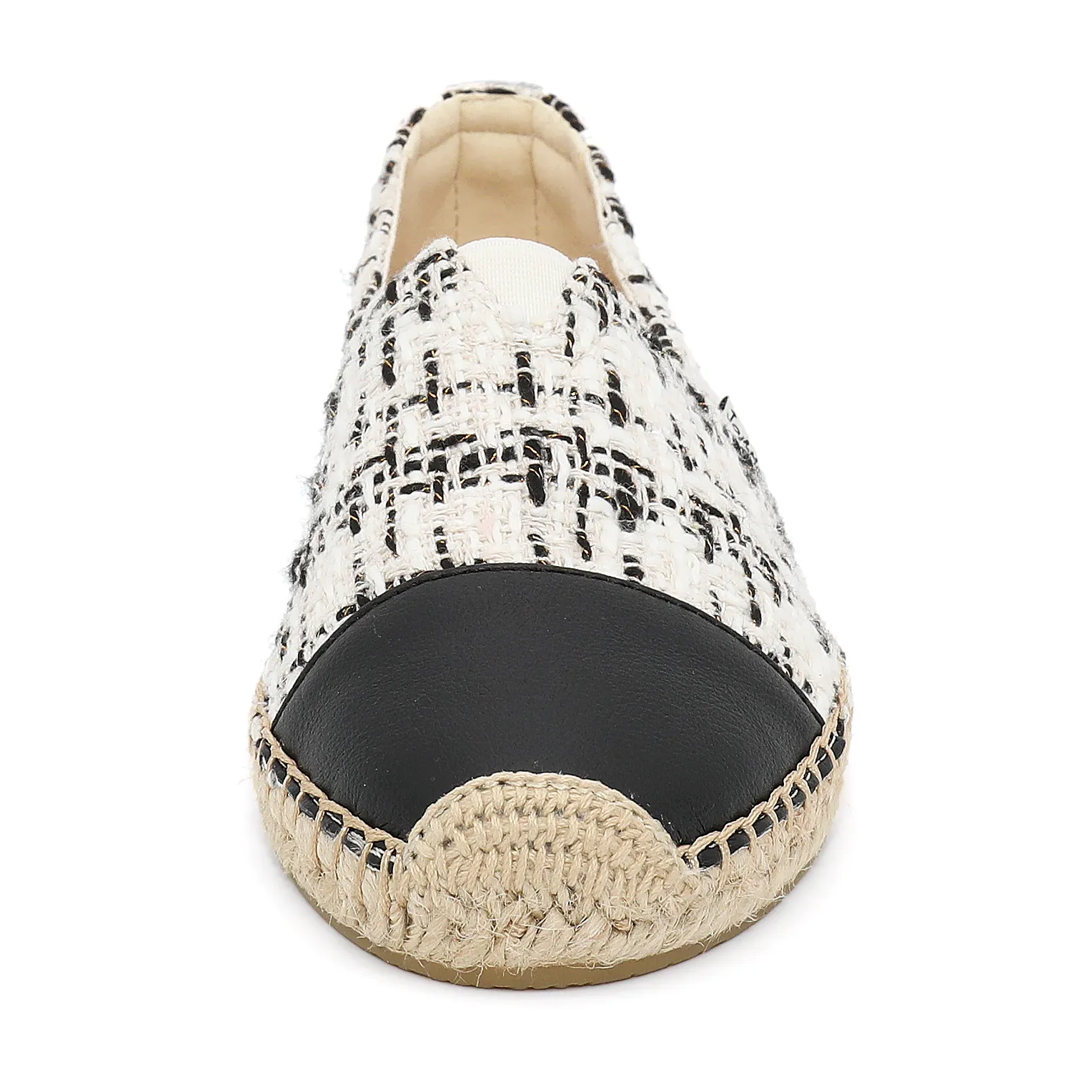 JOY&MARIO Handmade Women’s Slip-On Espadrille Tweed Loafers Flats in Navy-A01962W
