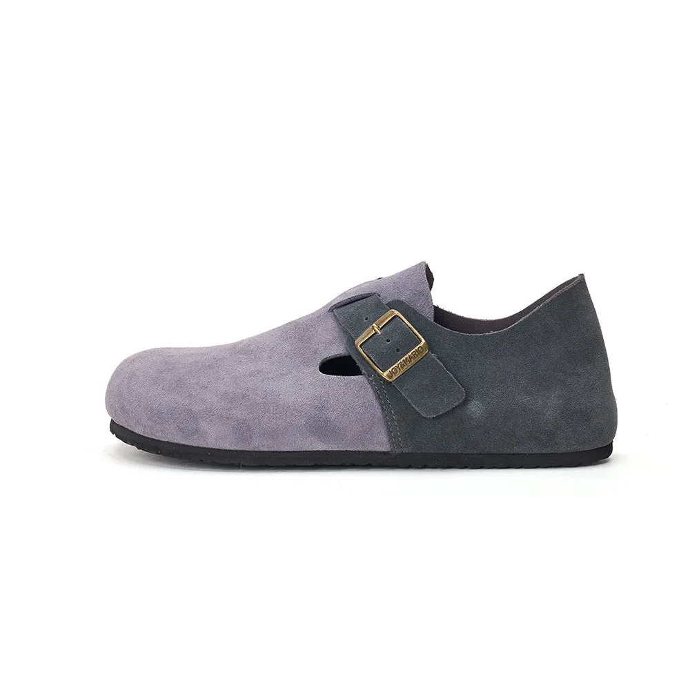 JOY&MARIO Women’s and Men's Slip-On Cow Suede Couple Birken Shoes in Grey-77193W/M