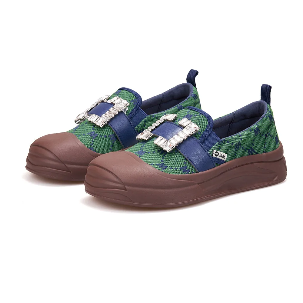 JOY&MARIO Women’s Fabric Loafers in Green-65898W