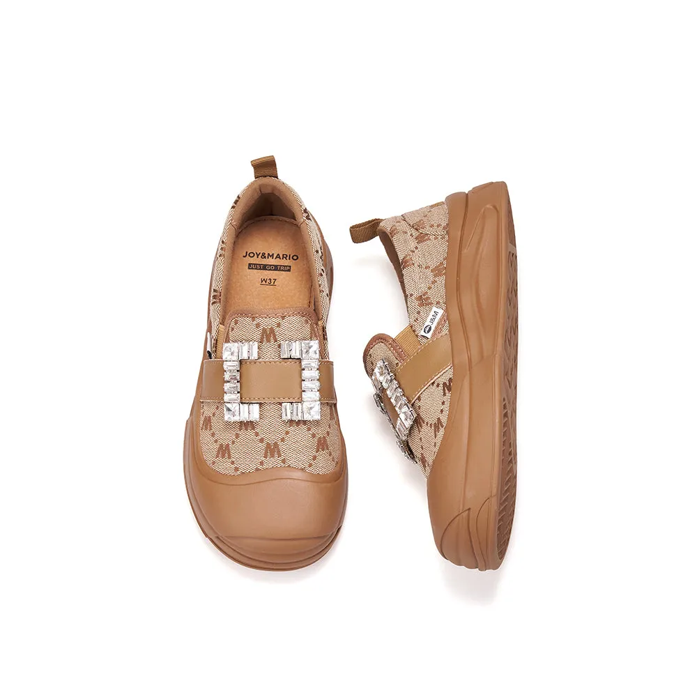 JOY&MARIO Women’s Fabric Loafers in Green-65898W