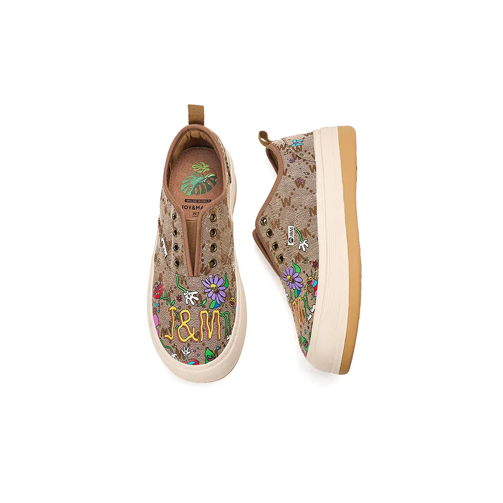 JOY&MARIO Women’s Printed Fabric Slip-on Loafers in Brown-87906W