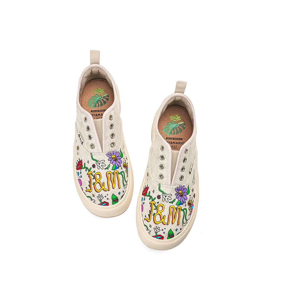 JOY&MARIO Women’s Printed Fabric Slip-on Loafers in Brown-87906W