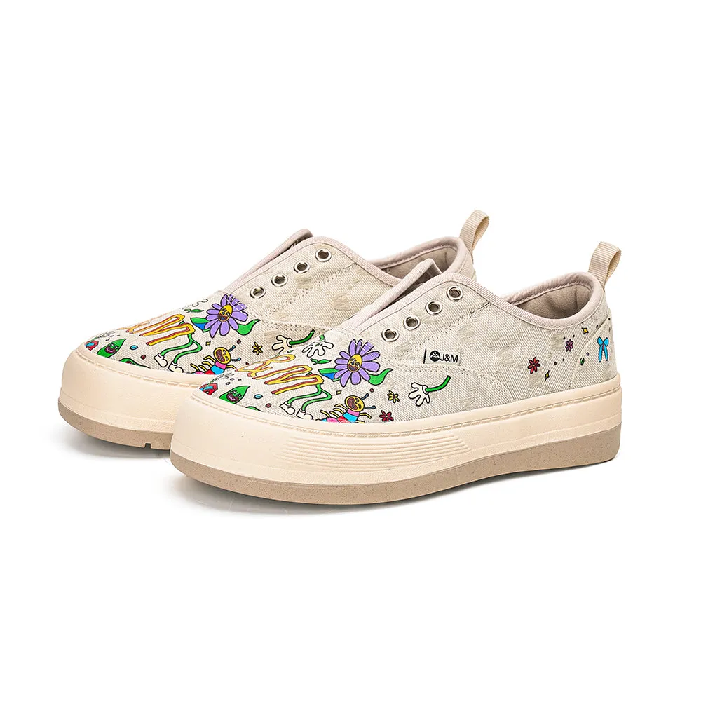 JOY&MARIO Women’s Printed Fabric Slip-on Loafers in Brown-87906W