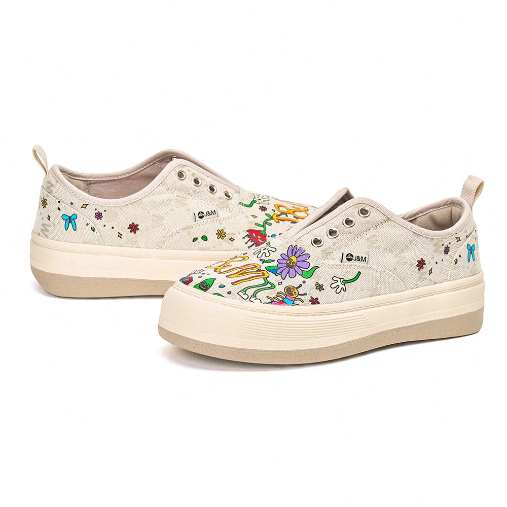 JOY&MARIO Women’s Printed Fabric Slip-on Loafers in Brown-87906W