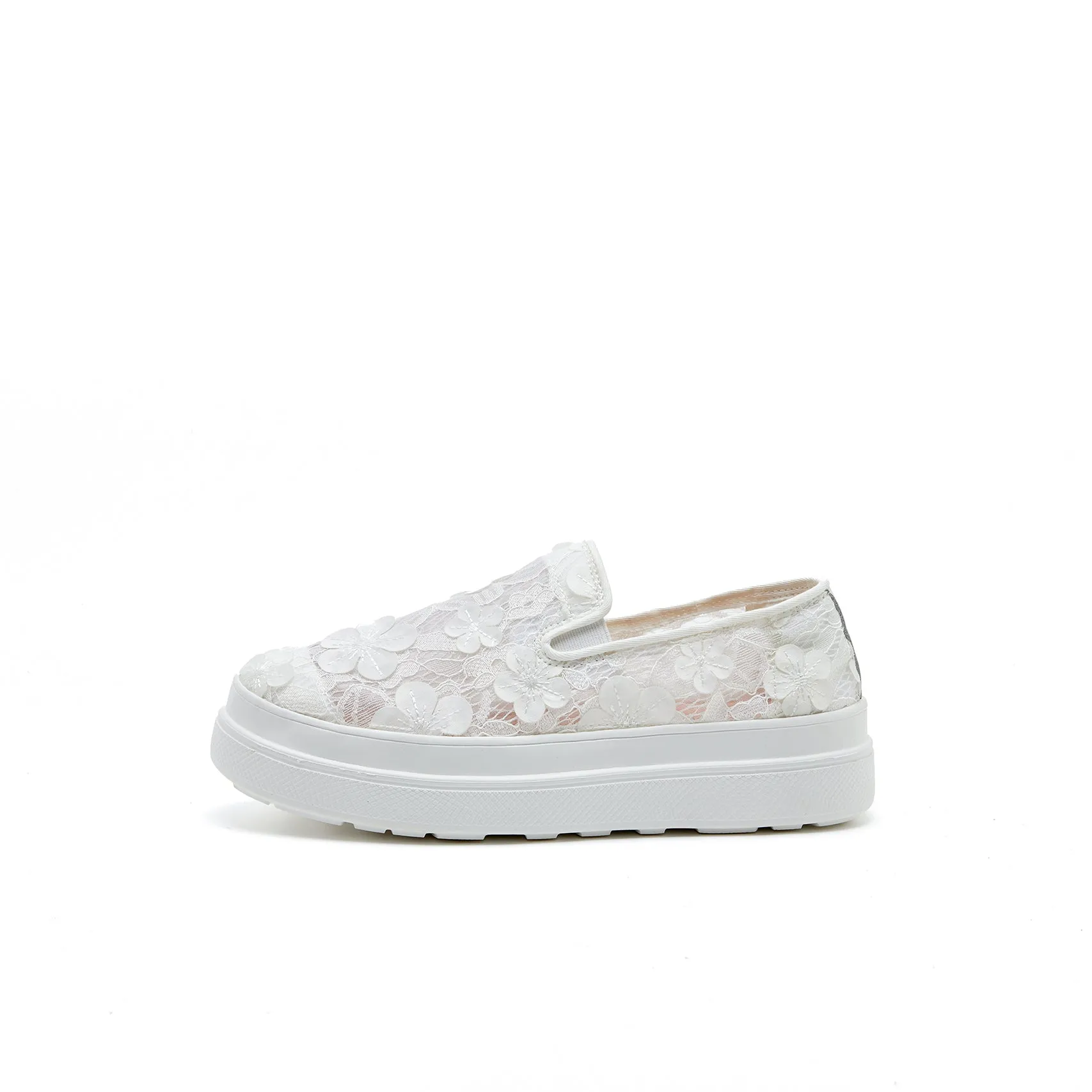 JOY&MARIO Women’s Slip-On Canvas Loafers in White-83500W