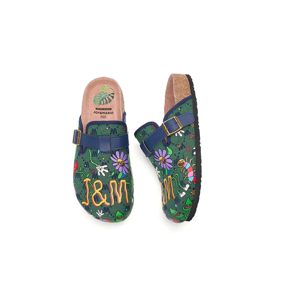 JOY&MARIO Women’s Slip-On Fabric Birken Shoes in Green-77221W