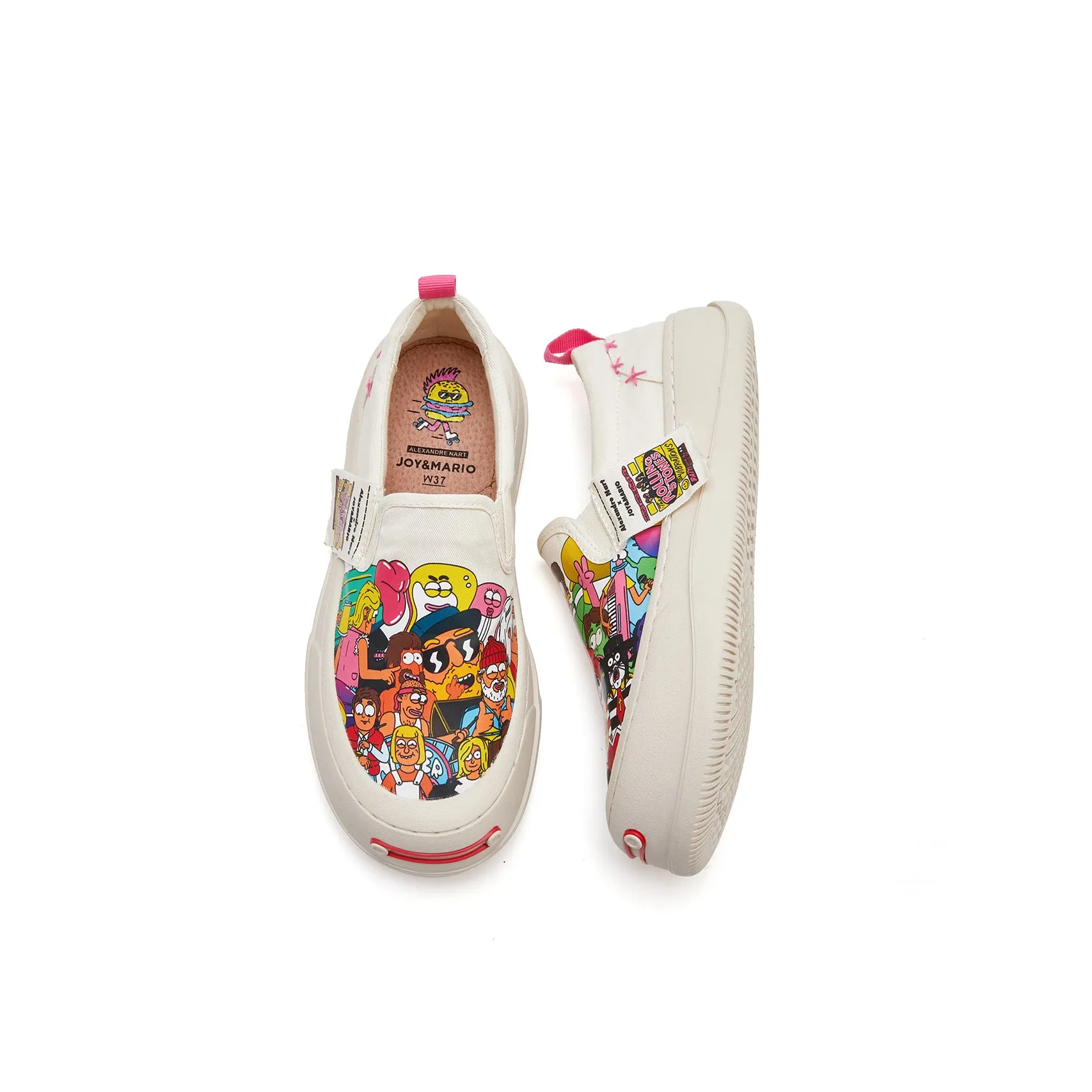 JOY&MARIO Women’s Slip-On Fabric Loafers in Beige-87331W