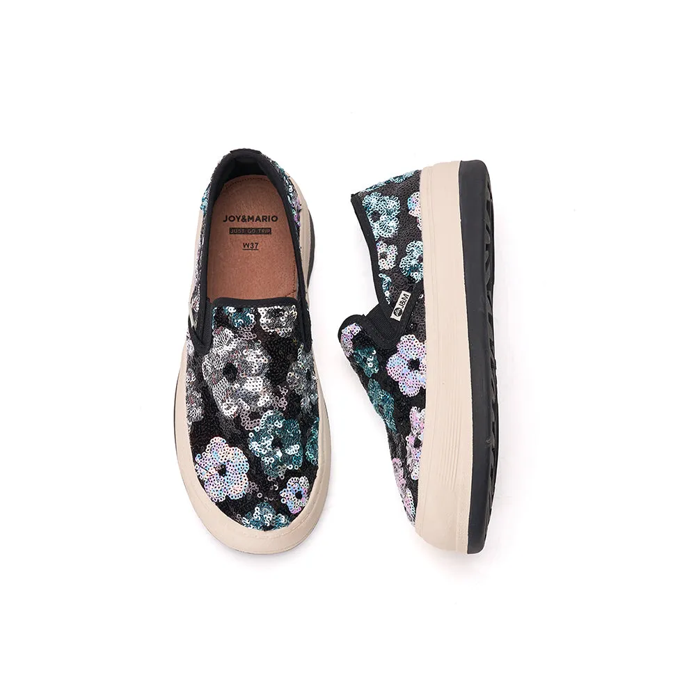 JOY&MARIO Women’s Slip-On Fabric Platform in Black-87869W