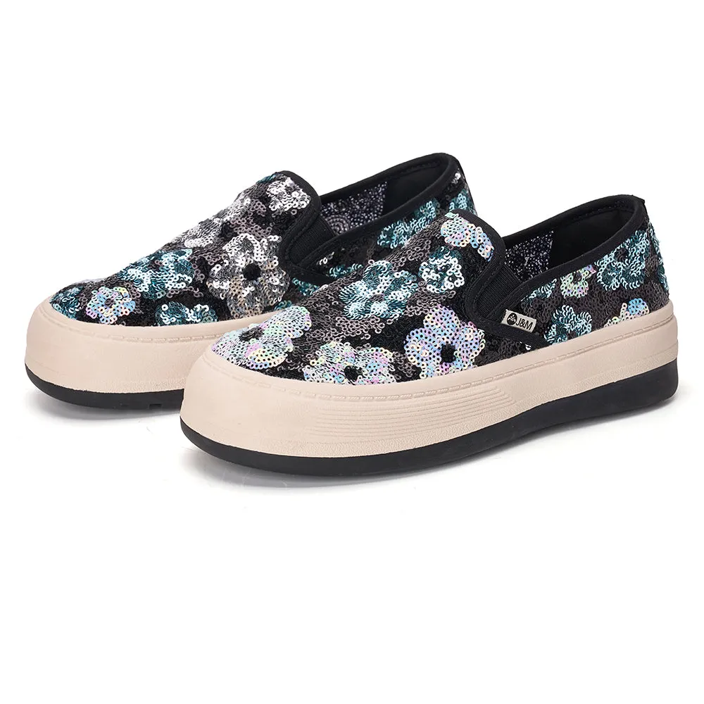 JOY&MARIO Women’s Slip-On Fabric Platform in Silver-87869W