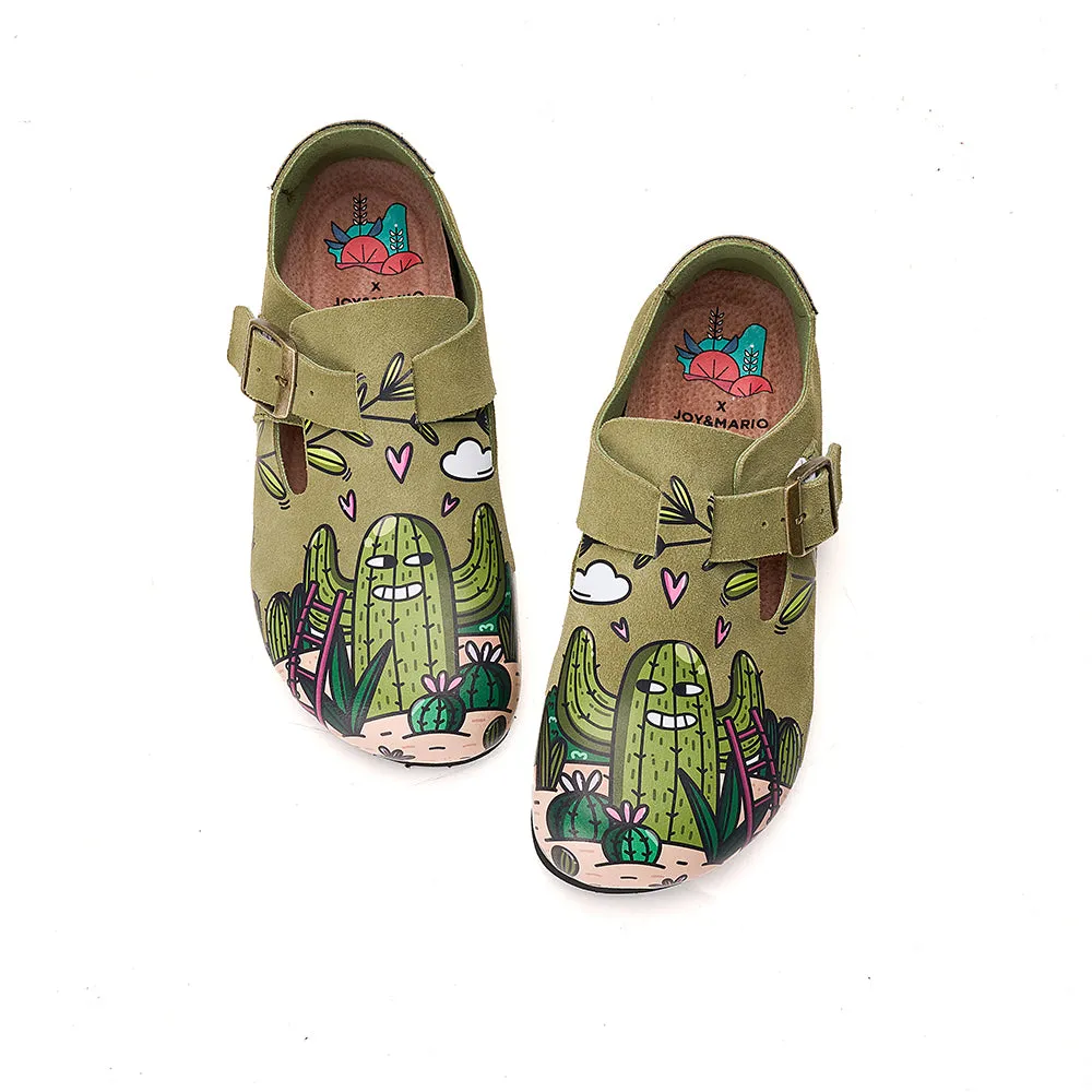 JOY&MARIO Women’s Slip-On Printed Cow Suede Birken Shoes in Camel-77208W