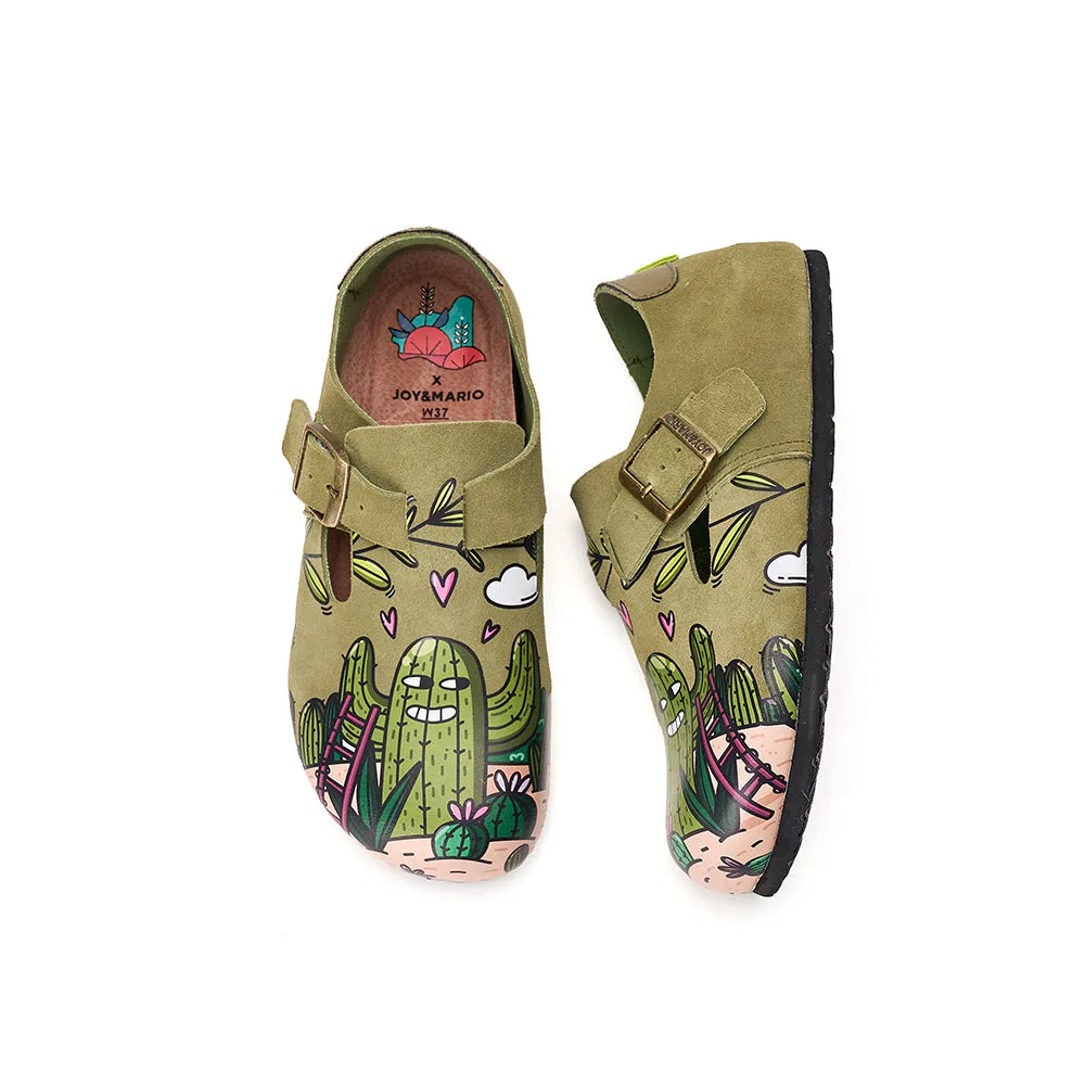 JOY&MARIO Women’s Slip-On Printed Cow Suede Birken Shoes in Camel-77208W