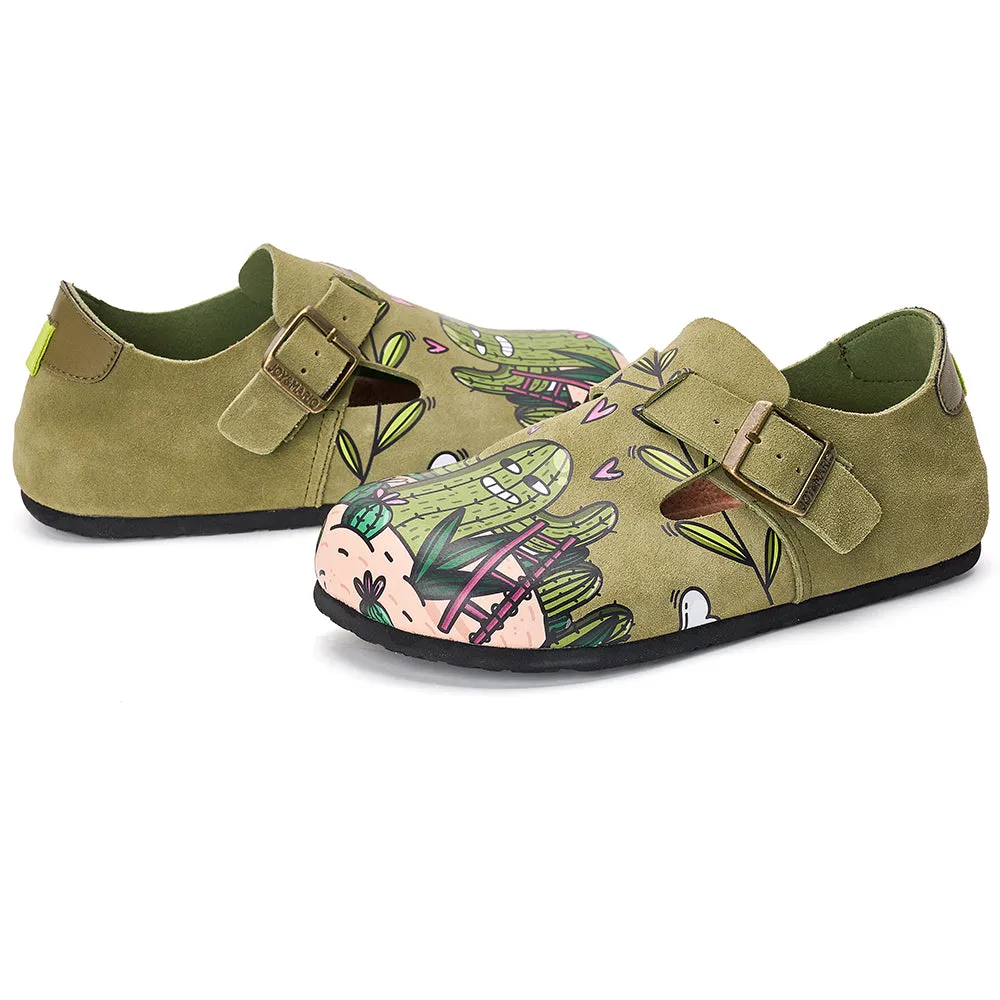 JOY&MARIO Women’s Slip-On Printed Cow Suede Birken Shoes in Camel-77208W