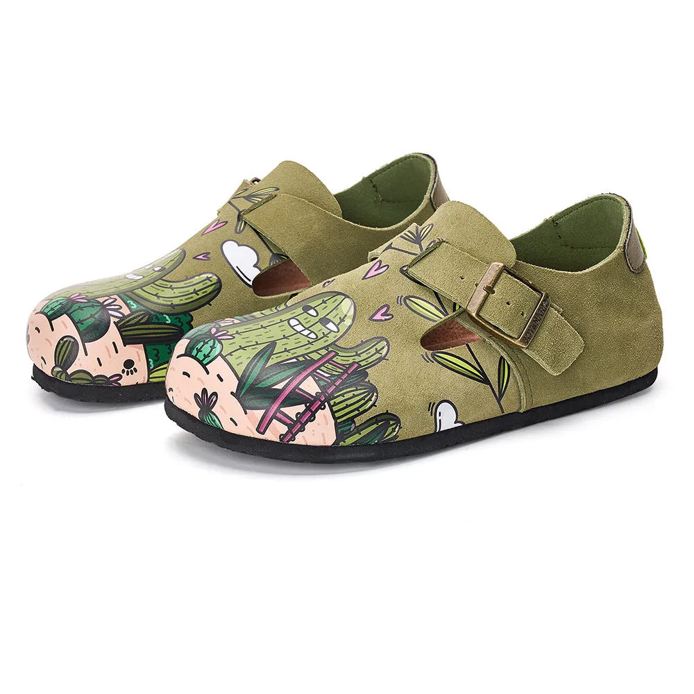 JOY&MARIO Women’s Slip-On Printed Cow Suede Birken Shoes in Sand-77208W
