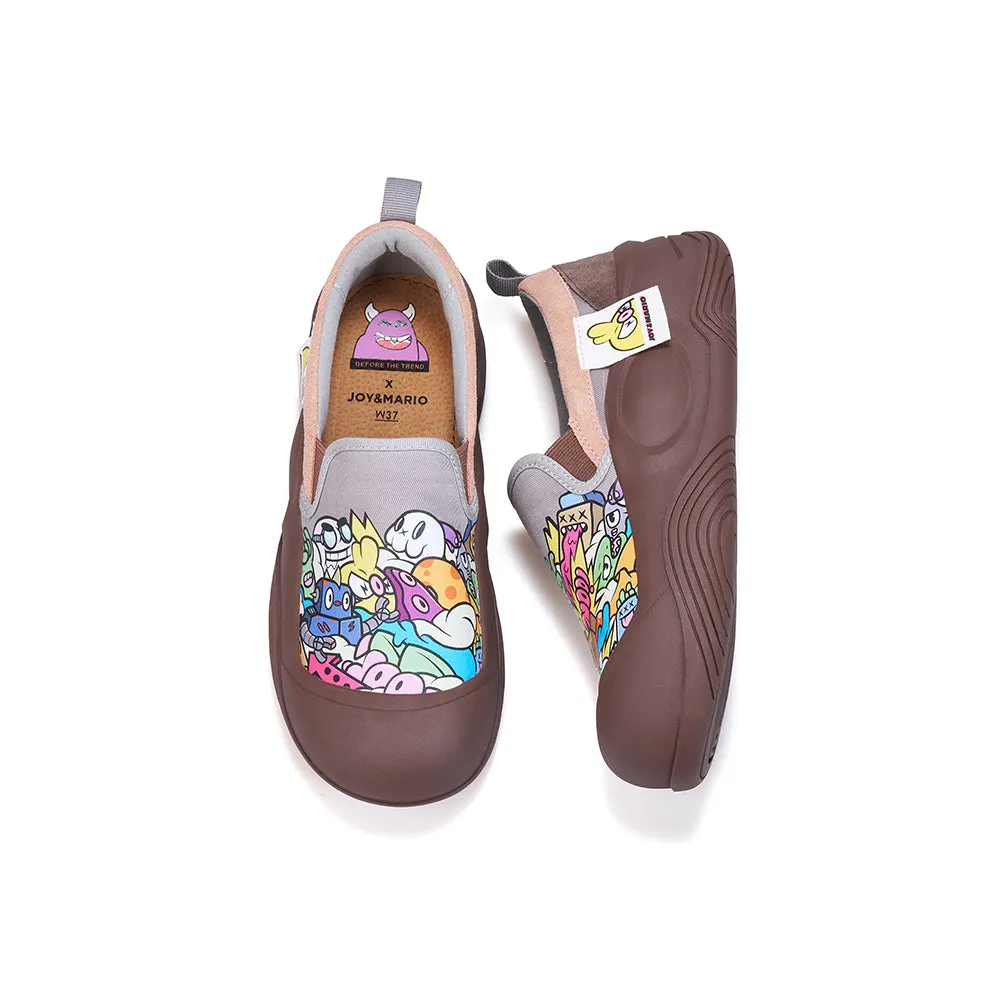 JOY&MARIO Women’s Slip-on Twill Loafers in Grey-65899W