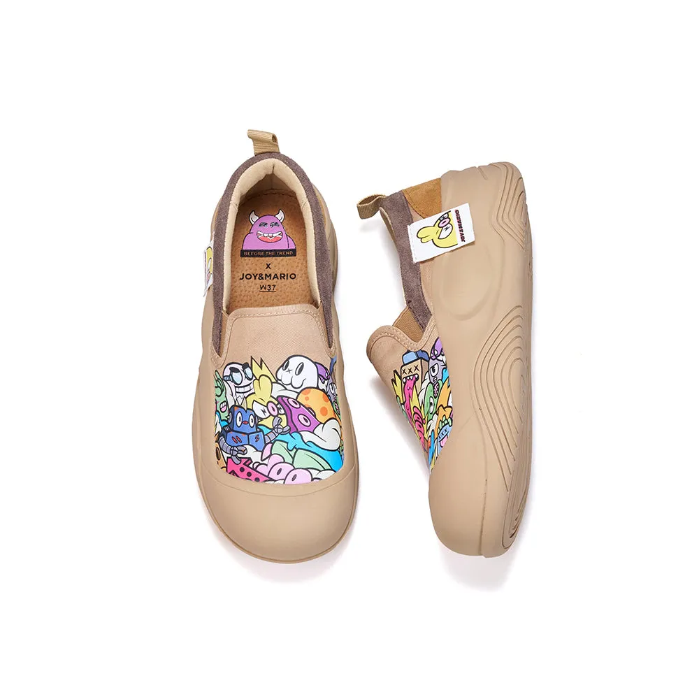 JOY&MARIO Women’s Slip-on Twill Loafers in Khaki-65899W