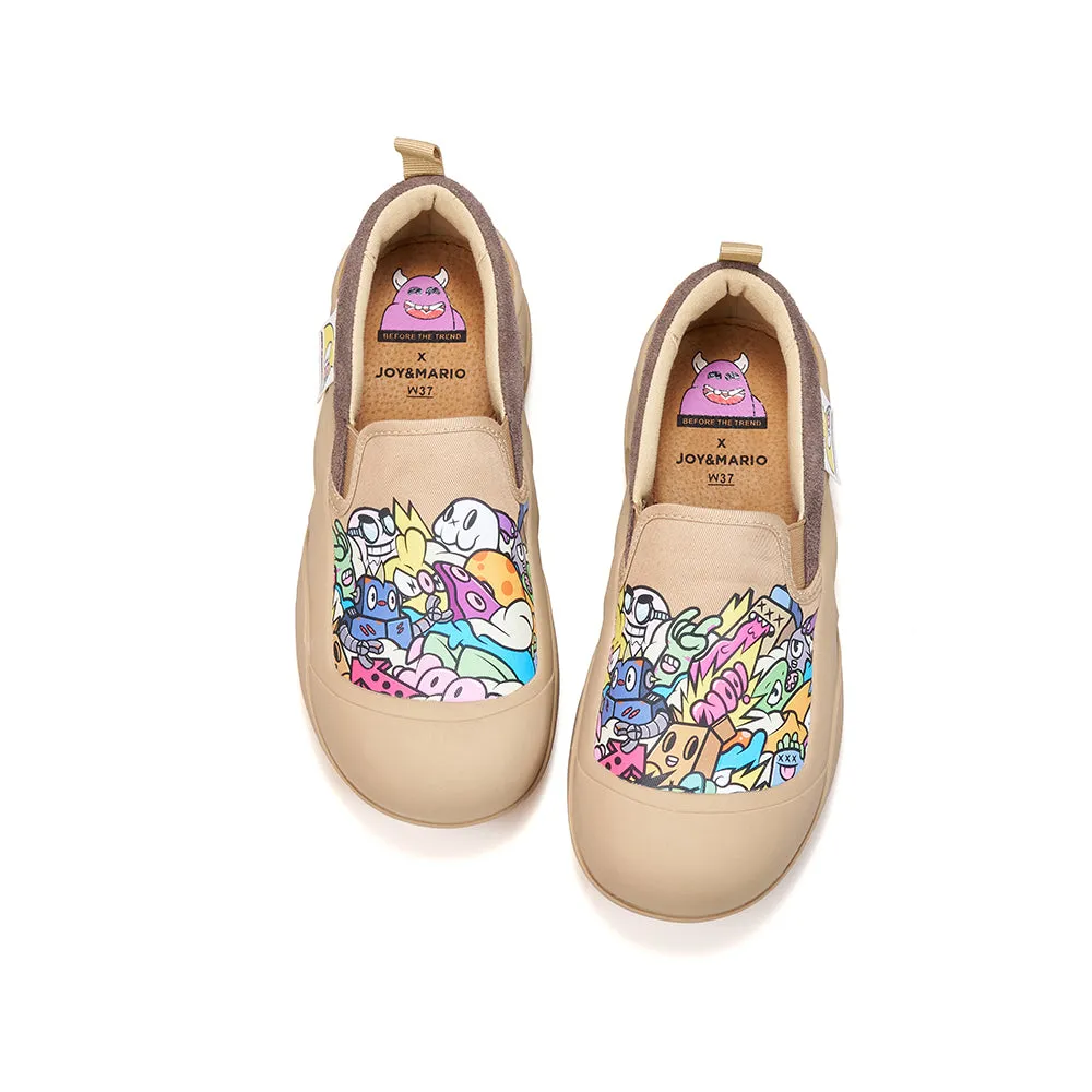 JOY&MARIO Women’s Slip-on Twill Loafers in Khaki-65899W
