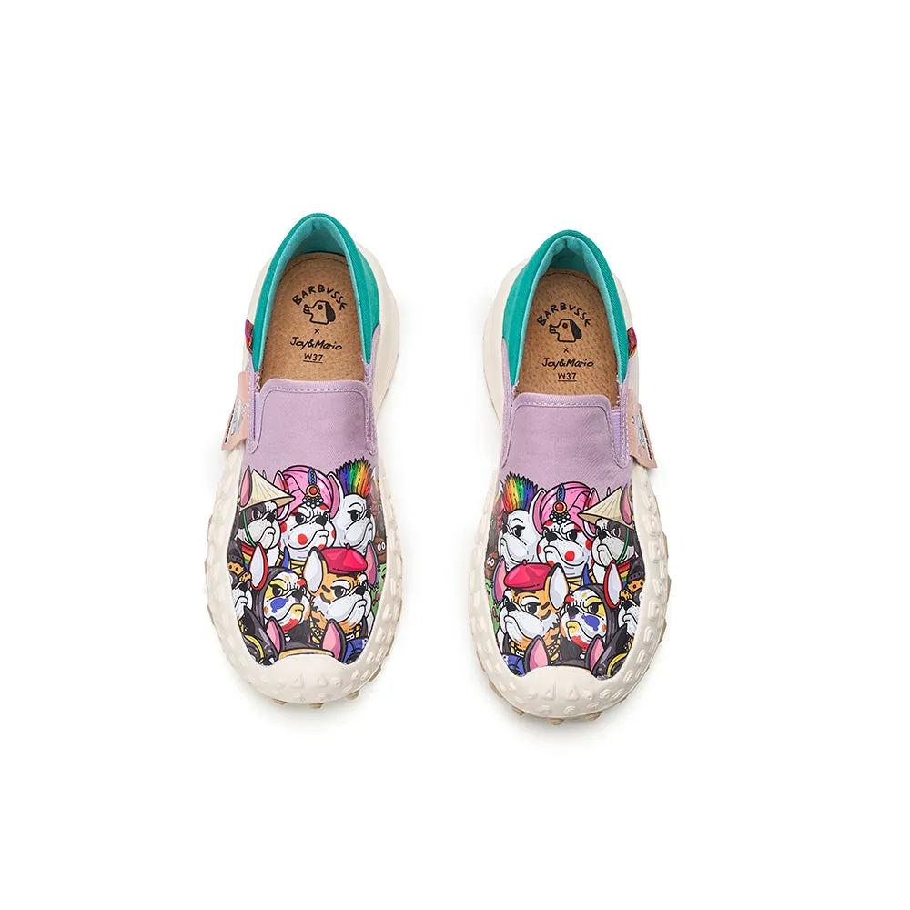JOY&MARIO Women’s Slip-on Twill Loafers in Purple-65792W