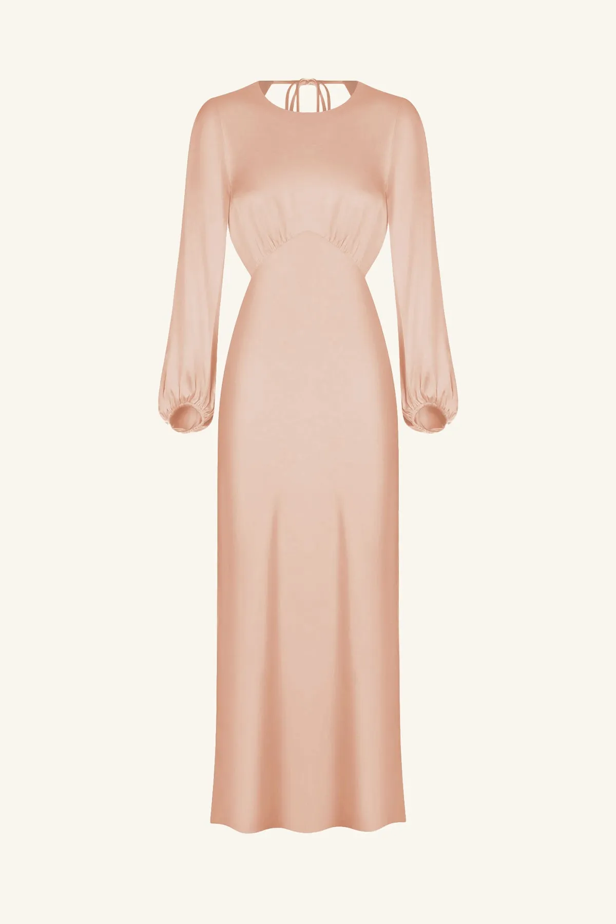 LA LUNE OPEN BACK BALLOON SLEEVE MIDI DRESS - DESERT ROSE