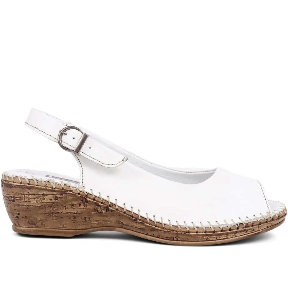 Leather Slingback Low Wedges  - HAK39017 / 325 516