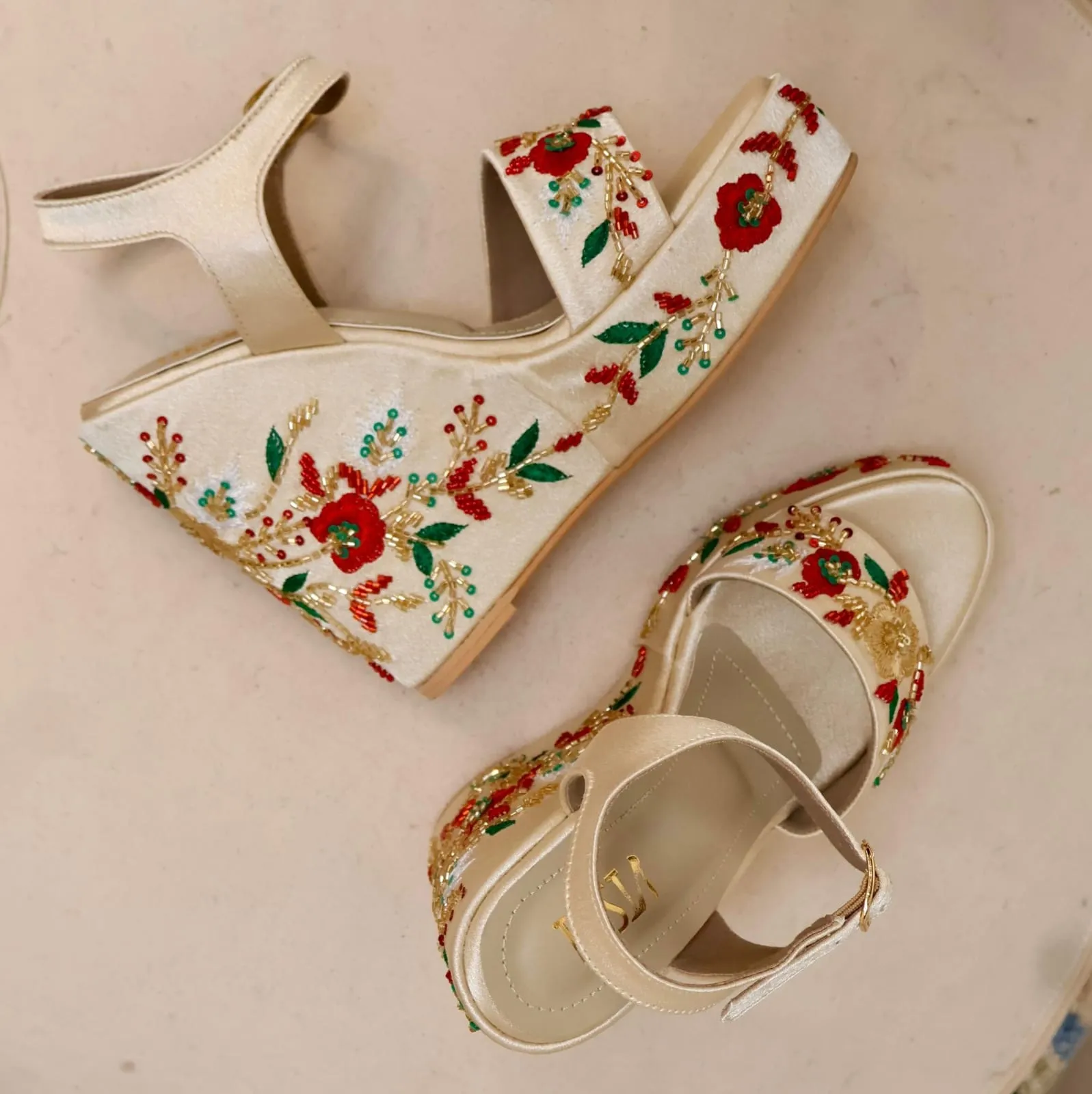 Love Wedge I Hand Embroidered Wedges I Tiesta