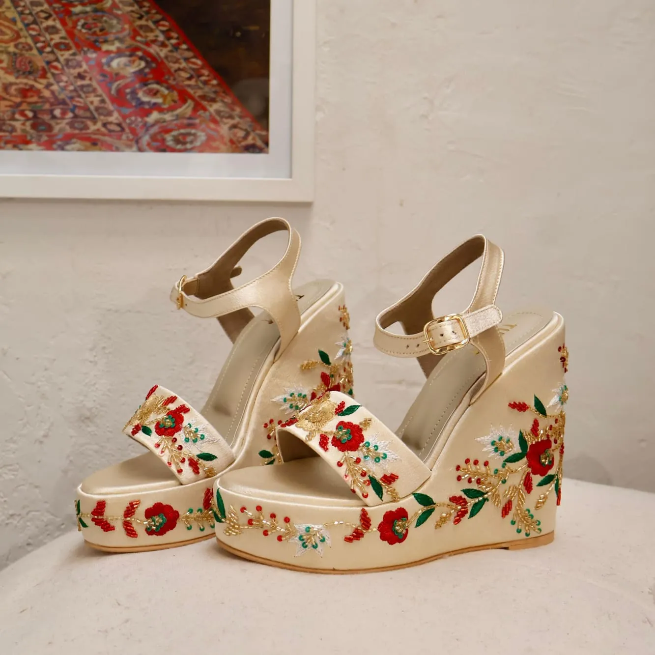 Love Wedge I Hand Embroidered Wedges I Tiesta