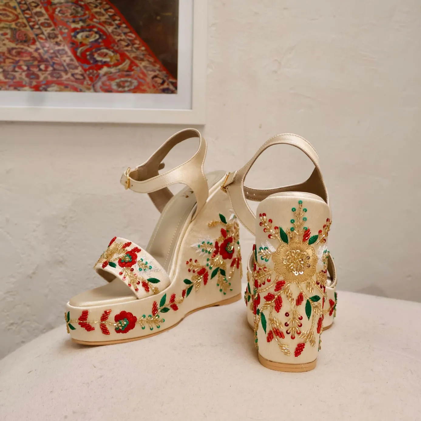 Love Wedge I Hand Embroidered Wedges I Tiesta