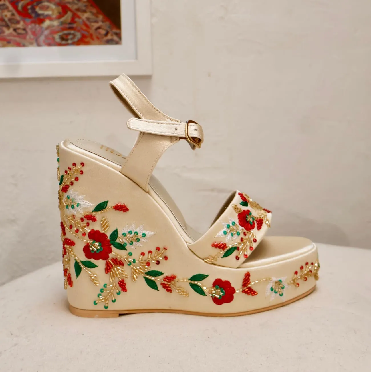 Love Wedge I Hand Embroidered Wedges I Tiesta