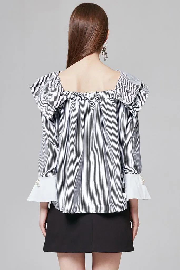 Michelle Pearl Embellished Ruffle Blouse