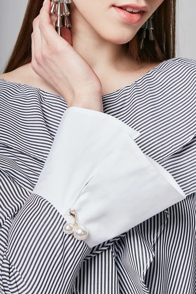 Michelle Pearl Embellished Ruffle Blouse