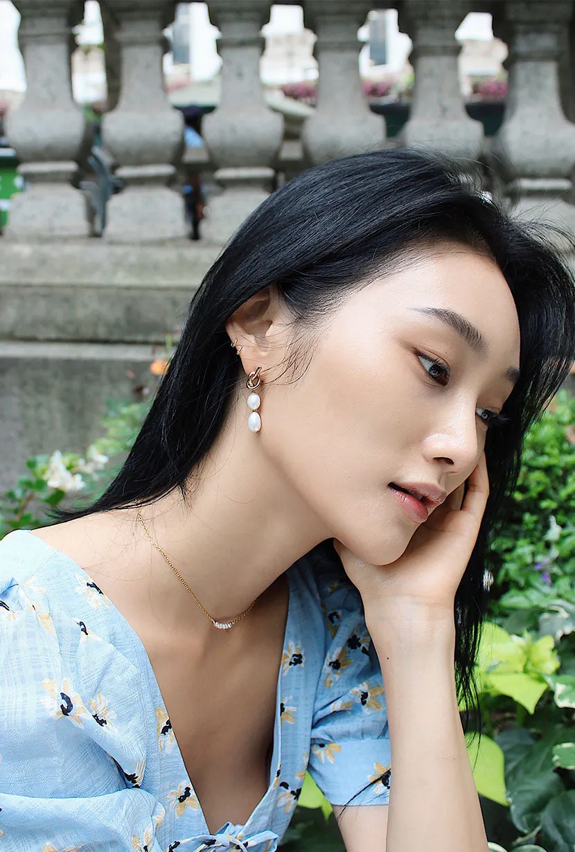 Pearl Knot Drop Earrings