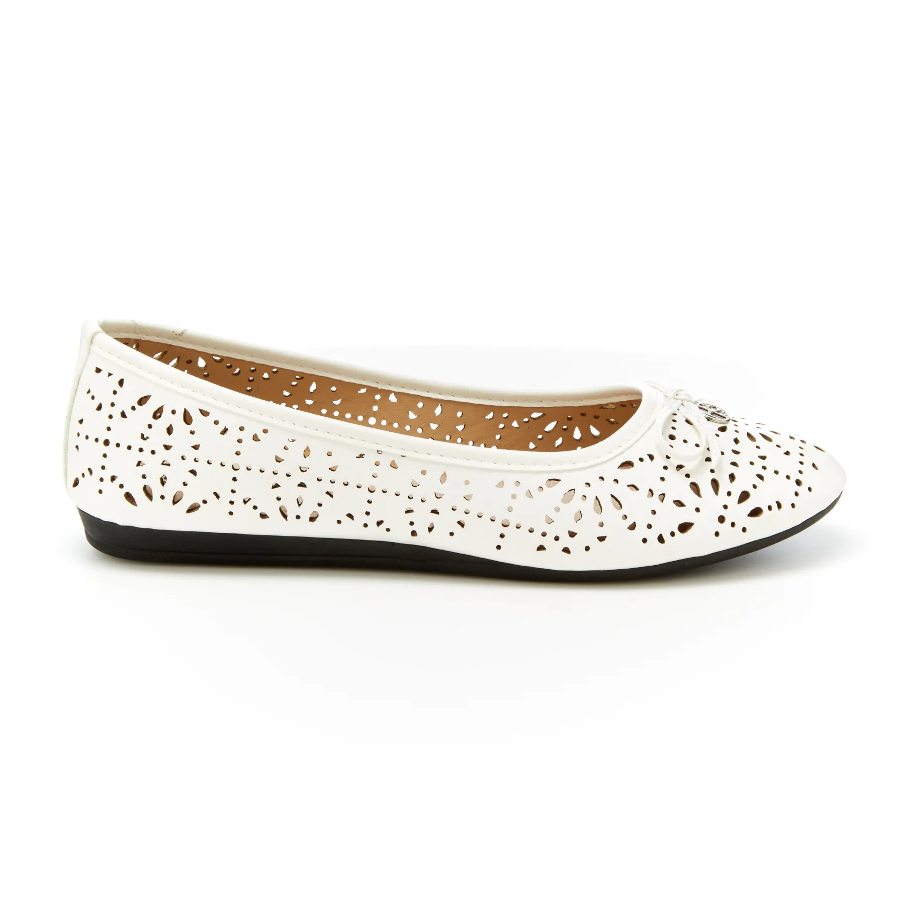 Round Toe Bow Tie Ballet Flats (Amber)